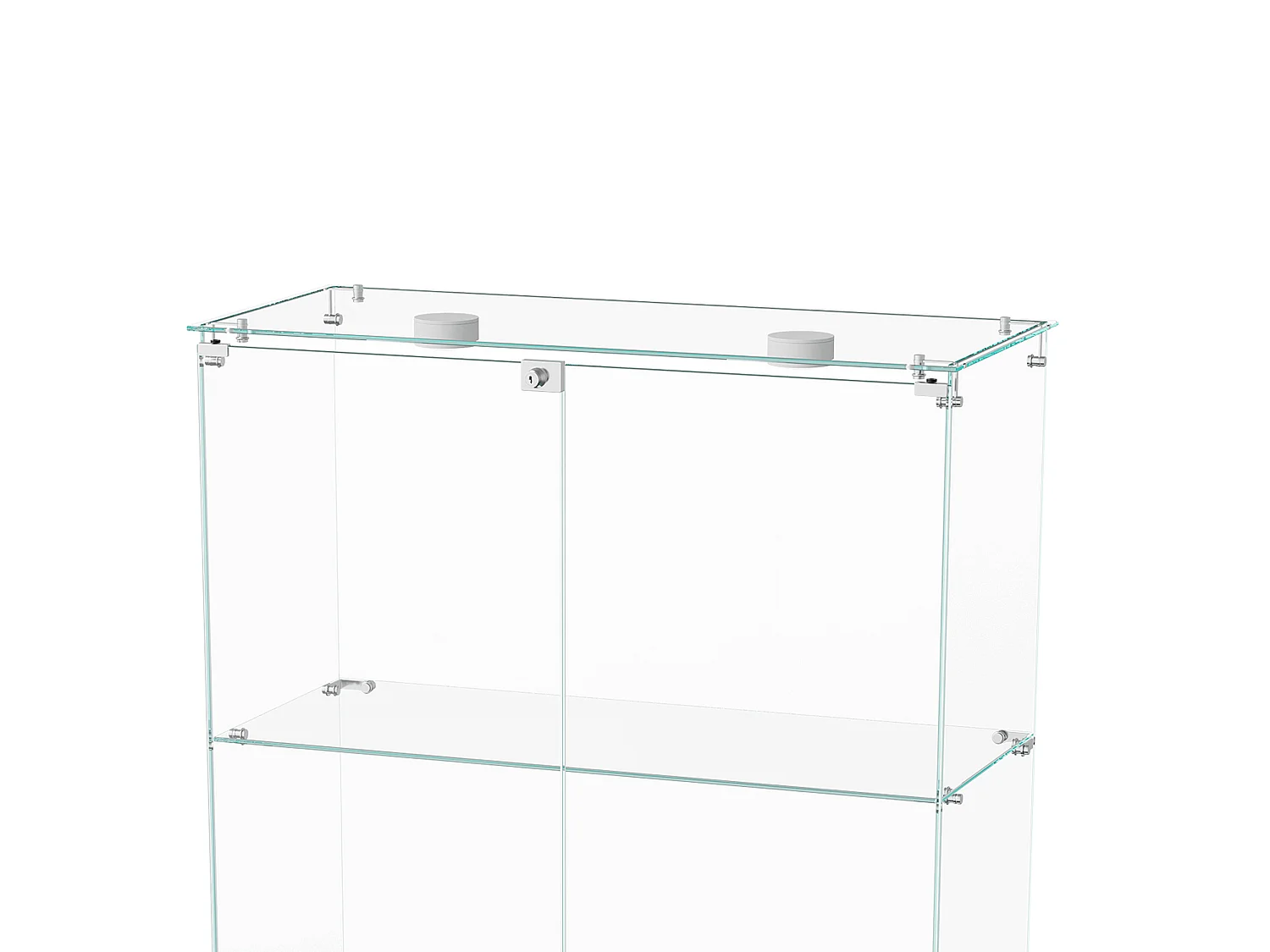 DreamMespace Vitrine d'Exposition en Verre Trempé 80.6x36.5x183 cm - Meuble de Rangement 5 Niveaux avec Spots LED Push & Serrure à Clé, Socle Noir