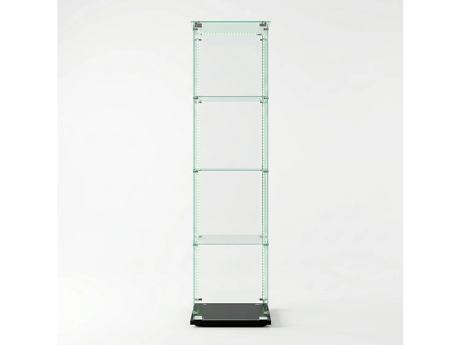 DreamMespace Vitrine Verre Trempé 39.8x35x163 cm - Meuble de Rangement 4 Niveaux avec Ruban LED RGB & Clé, Noir