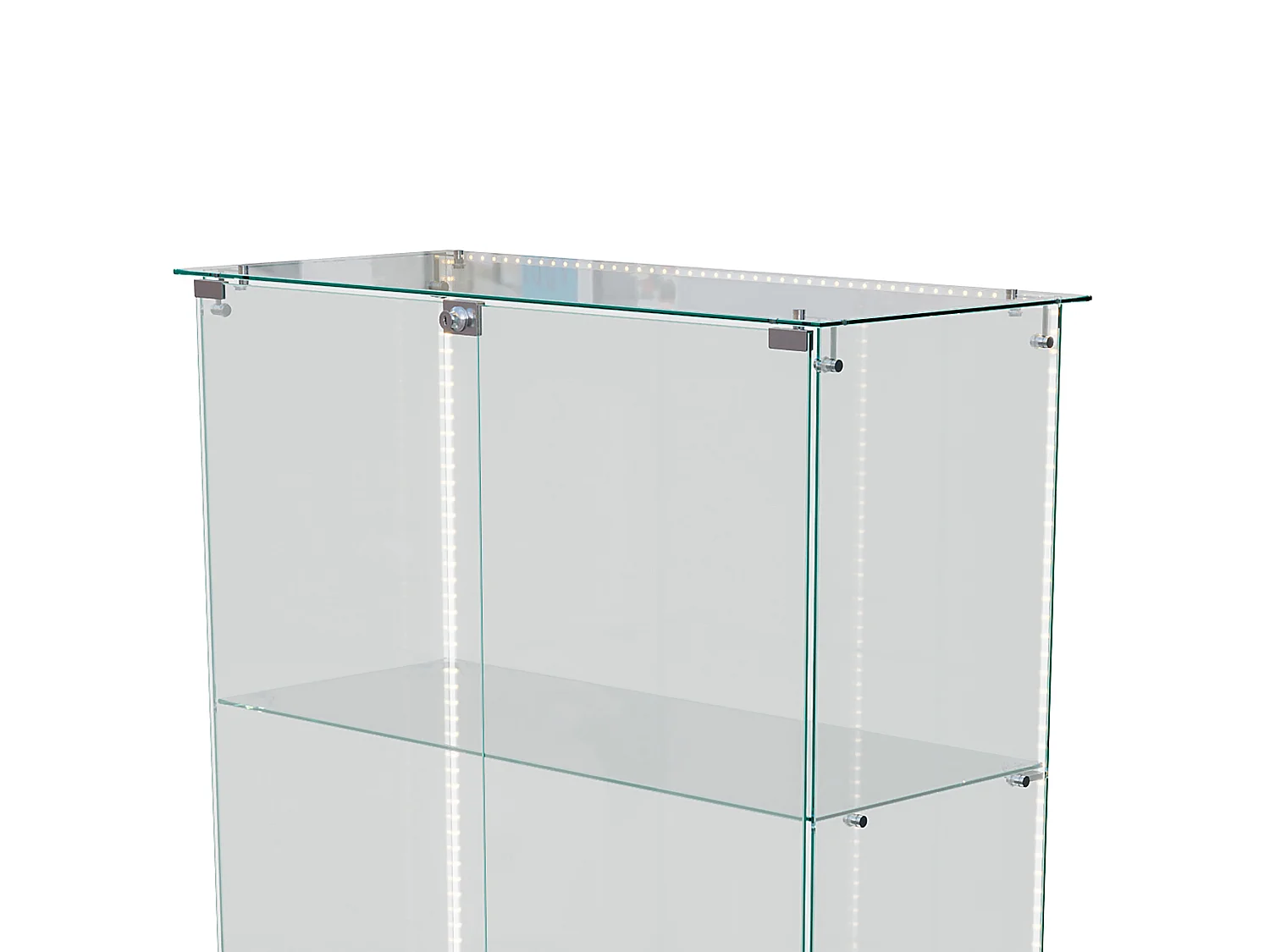 DreamMespace Vitrine Verre Trempé 78.5x35x163 cm - Meuble de Rangement Double Porte 4 Niveaux avec Ruban LED RGB, Noir