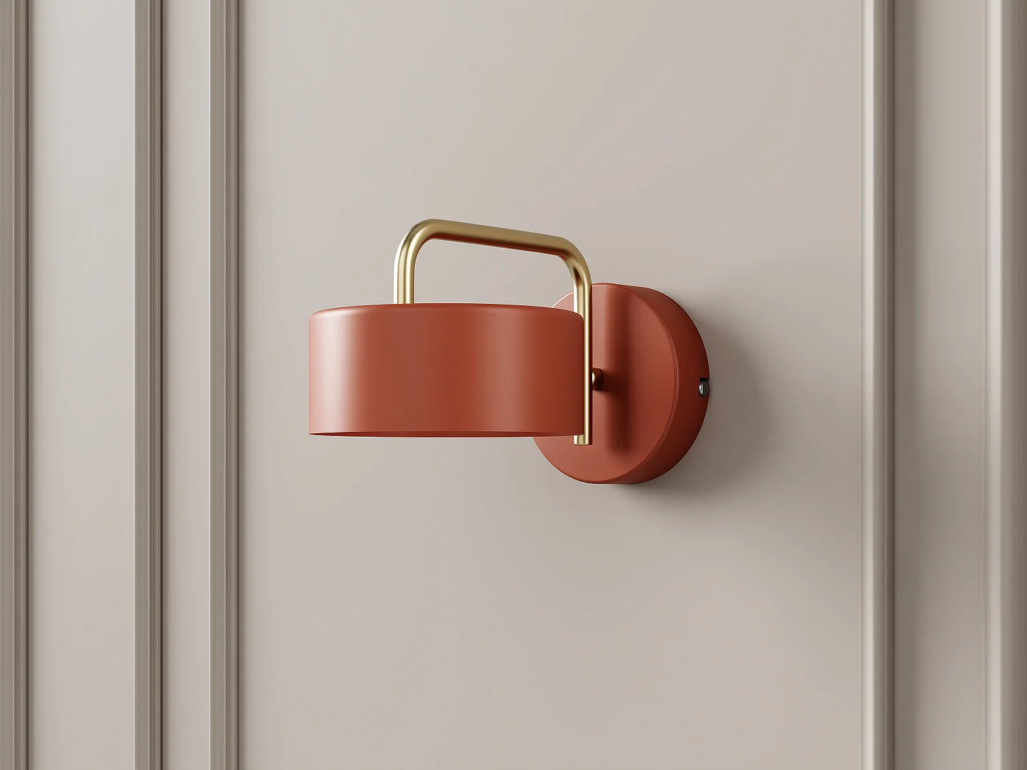 Lot de 2 appliques murales style vintage en métal - L. 25 x H. 14.4 cm - Terracotta et doré - OTILIE