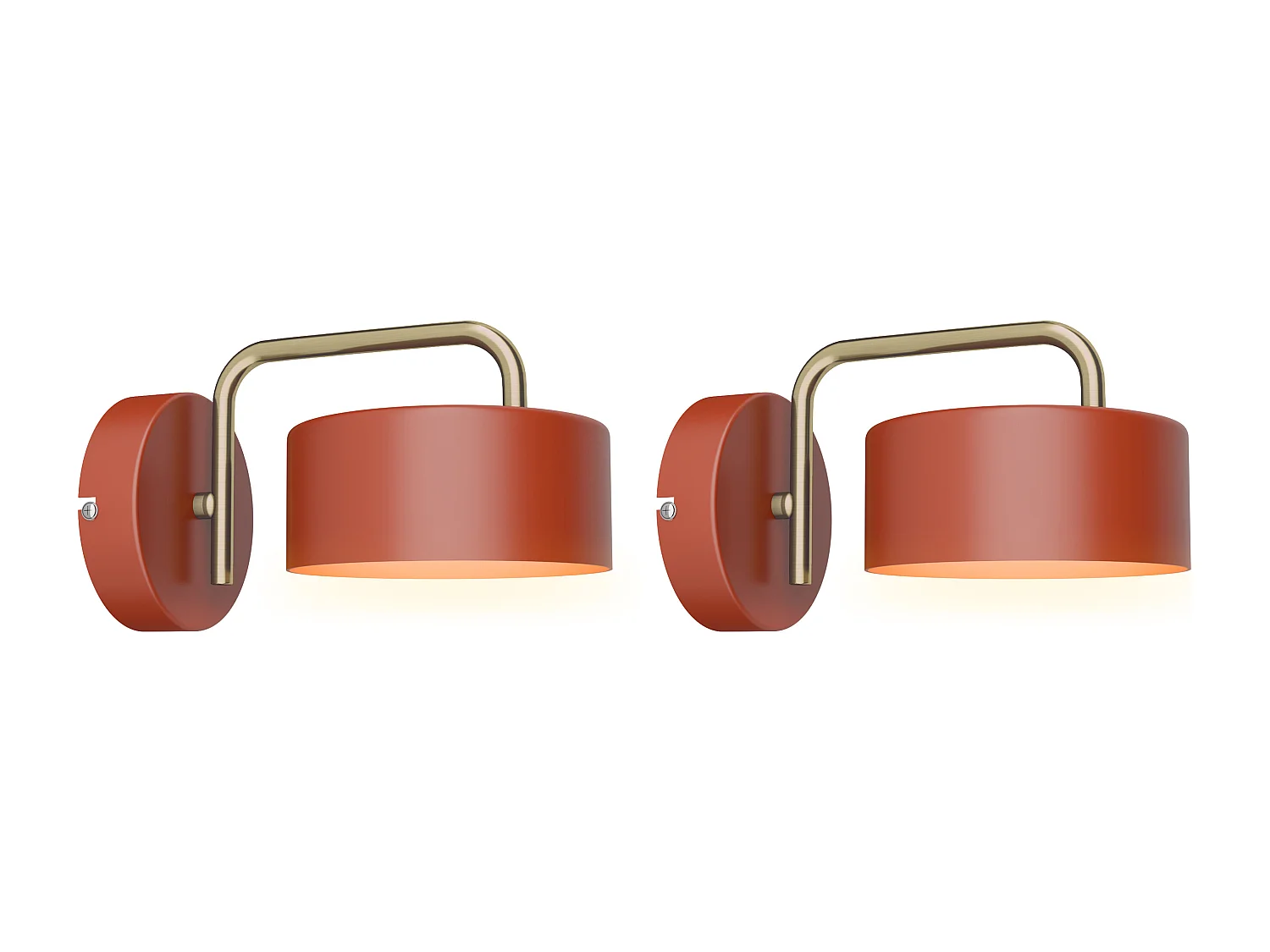 Lot de 2 appliques murales style vintage en métal - L. 25 x H. 14.4 cm - Terracotta et doré - OTILIE