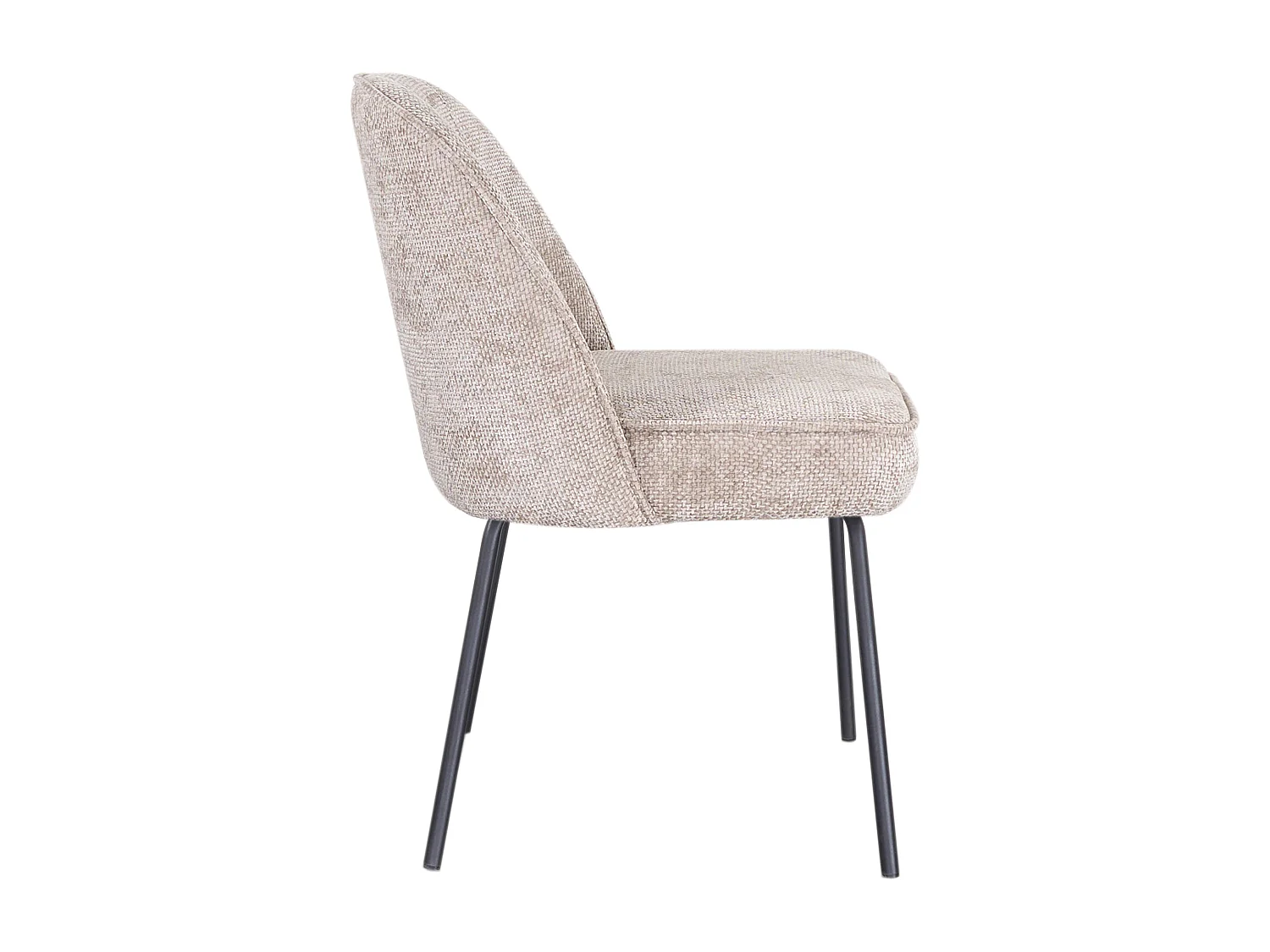 Lot de 6 chaises en tissu texturé et métal noir - Beige - MIRUBA
