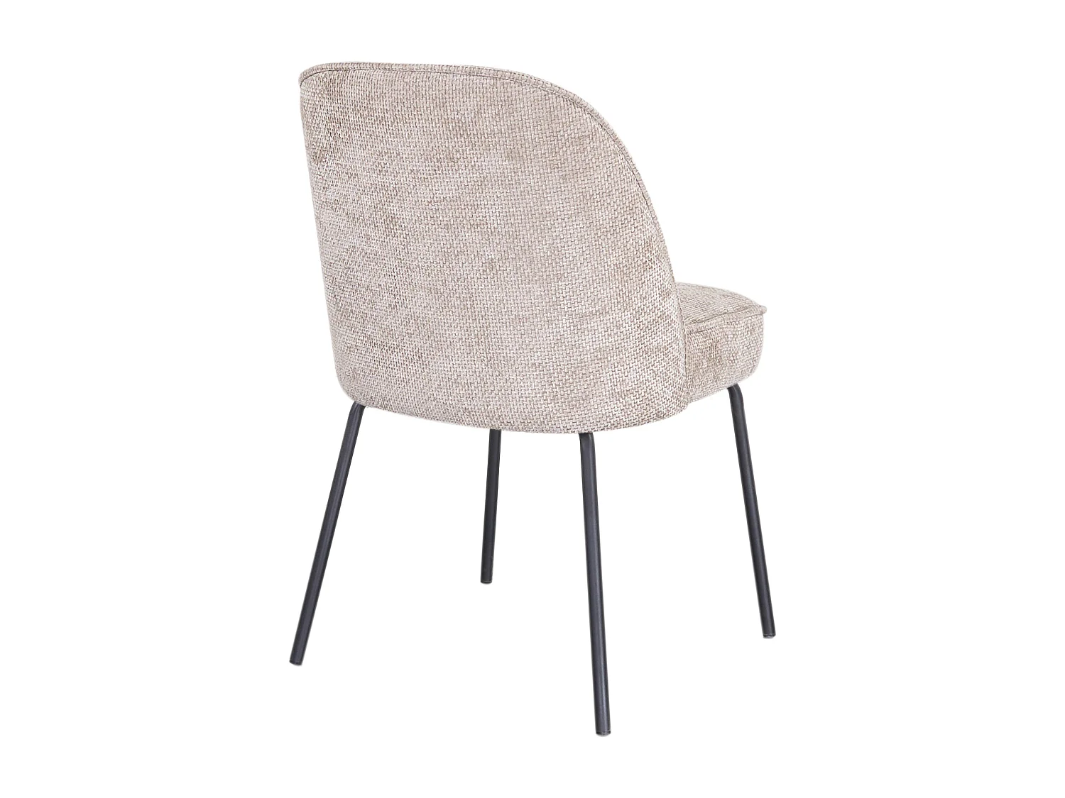Lot de 6 chaises en tissu texturé et métal noir - Beige - MIRUBA