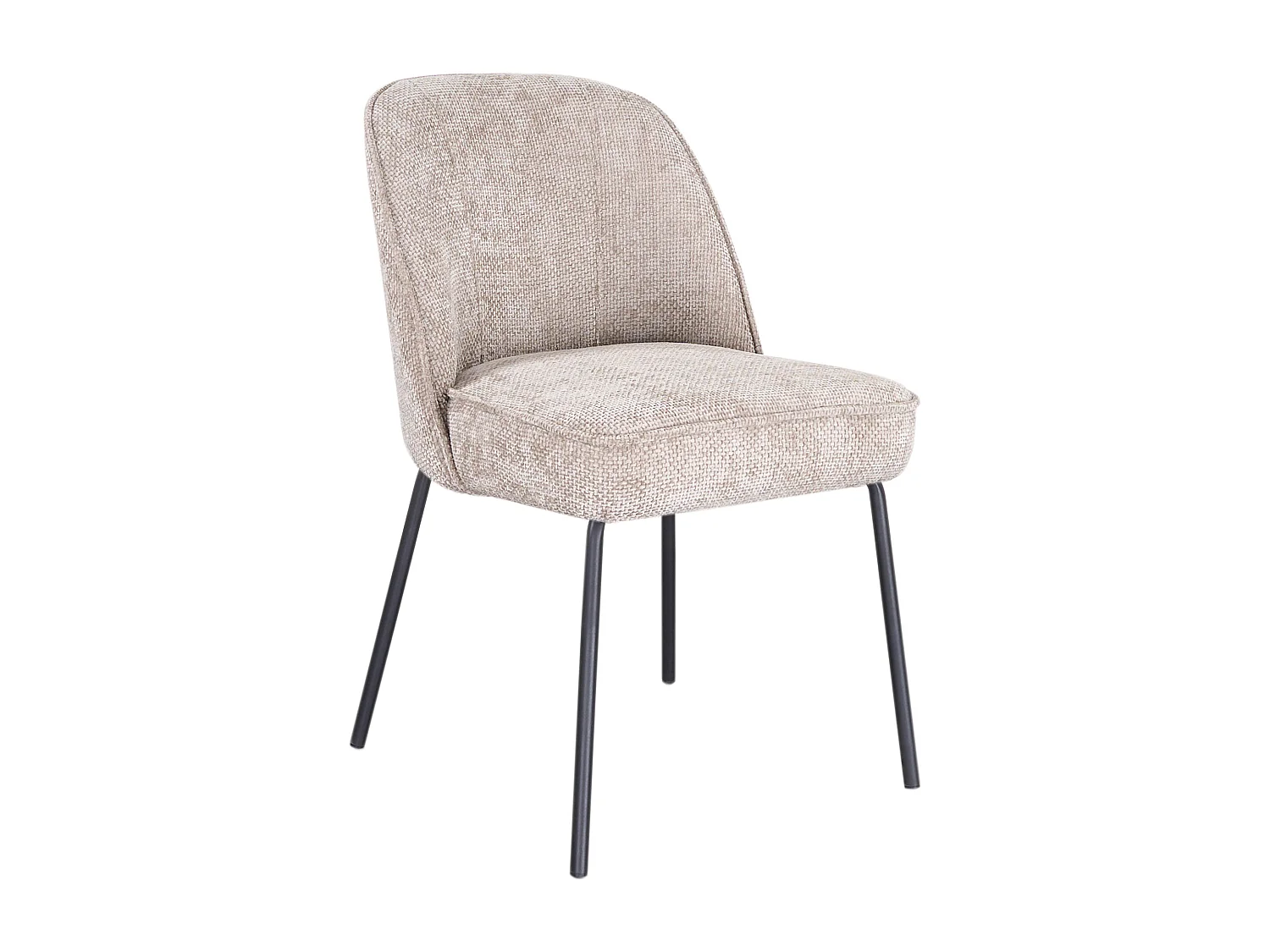 Lot de 6 chaises en tissu texturé et métal noir - Beige - MIRUBA