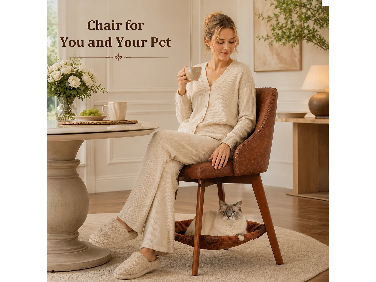 HOMEMIYN Lot de 2 tabourets de bar vintage avec panier pour chat, chaise de bar pivotante à 360°, assise rembourrée en simili cuir PU, structure en bois, pour cuisi