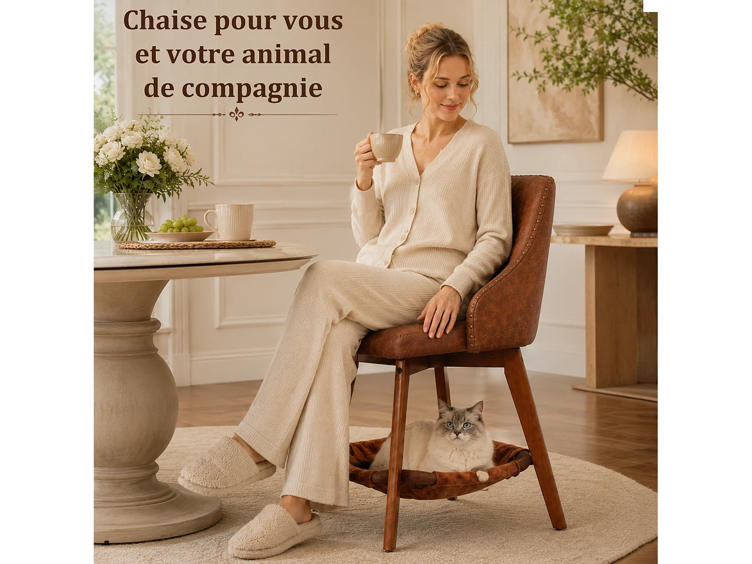 HOMEMIYN Lot de 2 tabourets de bar vintage avec panier pour chat, chaise de bar pivotante à 360°, assise rembourrée en simili cuir PU, structure en bois, pour cuisi