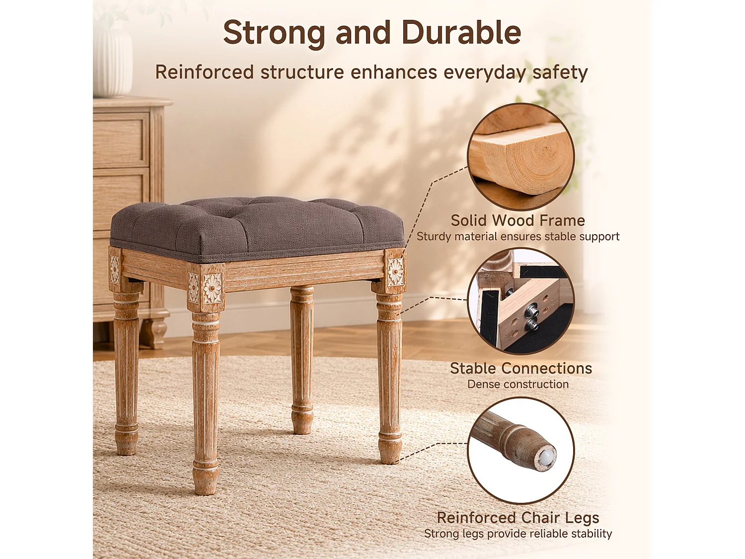 HomeMiYN Banco Zapatero Tapizado, Banqueta de Entrada con Asiento Acolchado para Dormitorio Pasillo y Recibidor