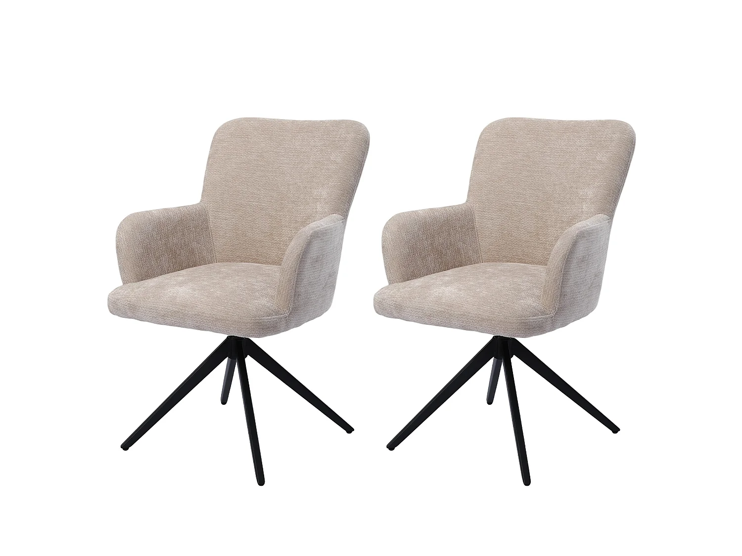 HOMEMIYN Chaise de salle à manger avec accoudoirs, Fauteuil de table pivotant 360°,  assise rembourrée en tissu, structure métal et bois, design moderne