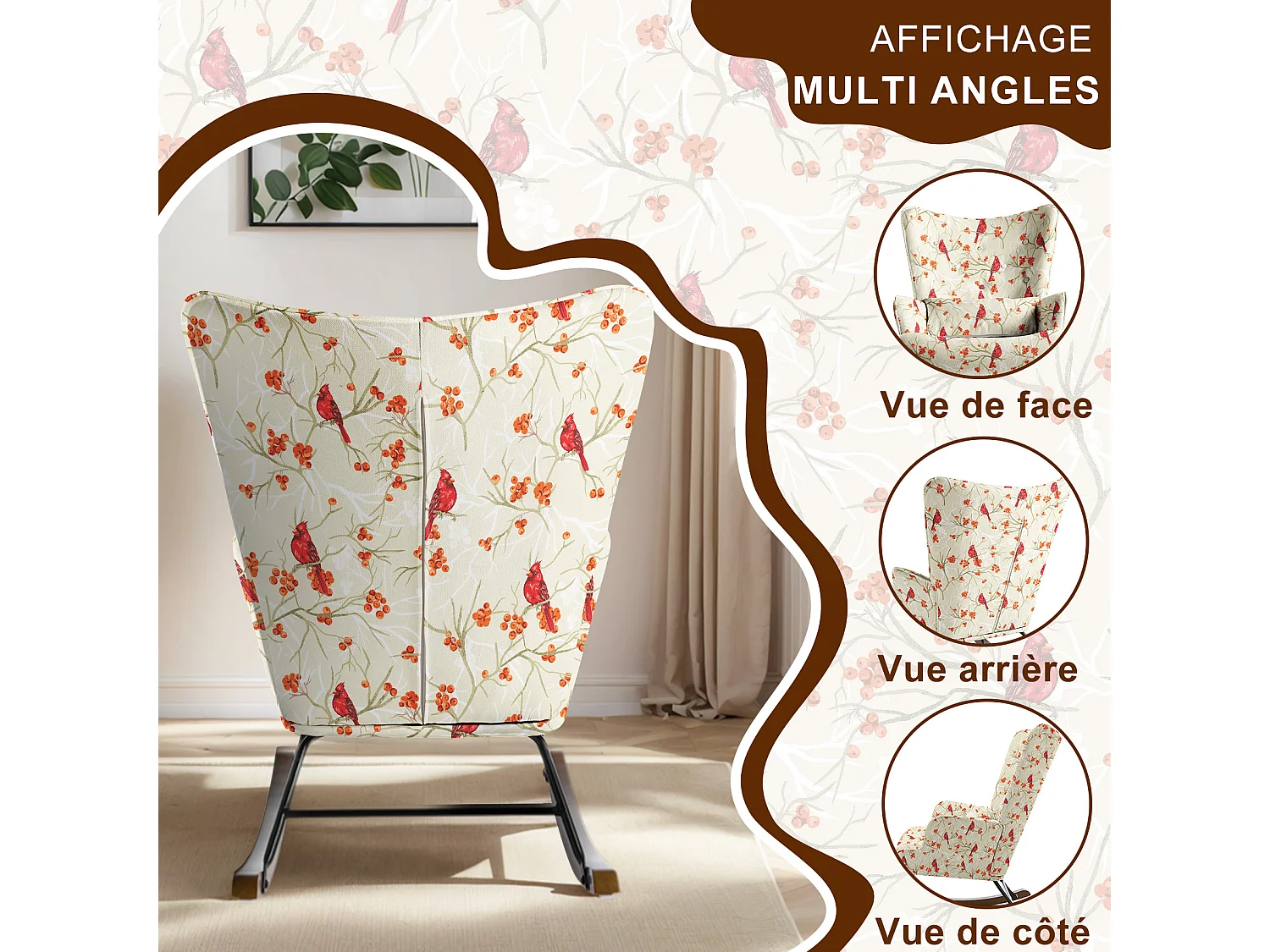 HomeMiYN Fauteuil à Bascule, Fauteuil Relax Rembourré avec Accoudoirs et Dossier Haut Ergonomique
