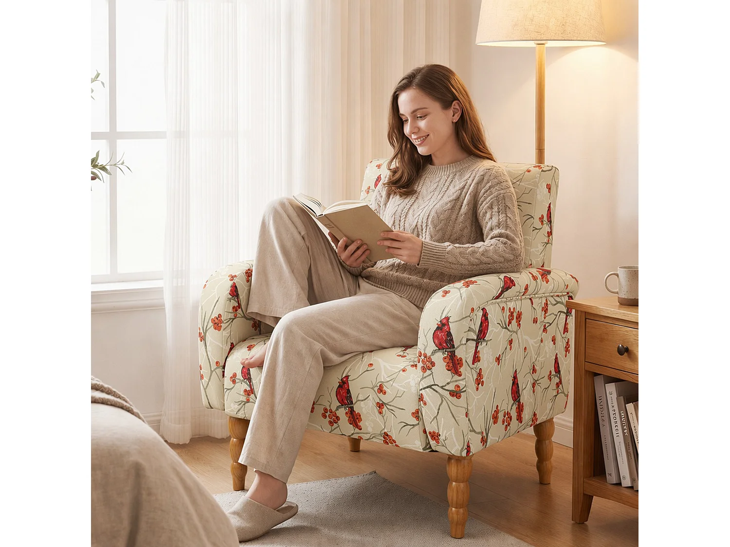 Fauteuil Lounge Moderne – Fauteuil d’Accent Rembourré Confortable avec Dossier Haut pour un Soutien Optimal, Assise Douce avec Coussin, Fauteuil de Lecture Conforta