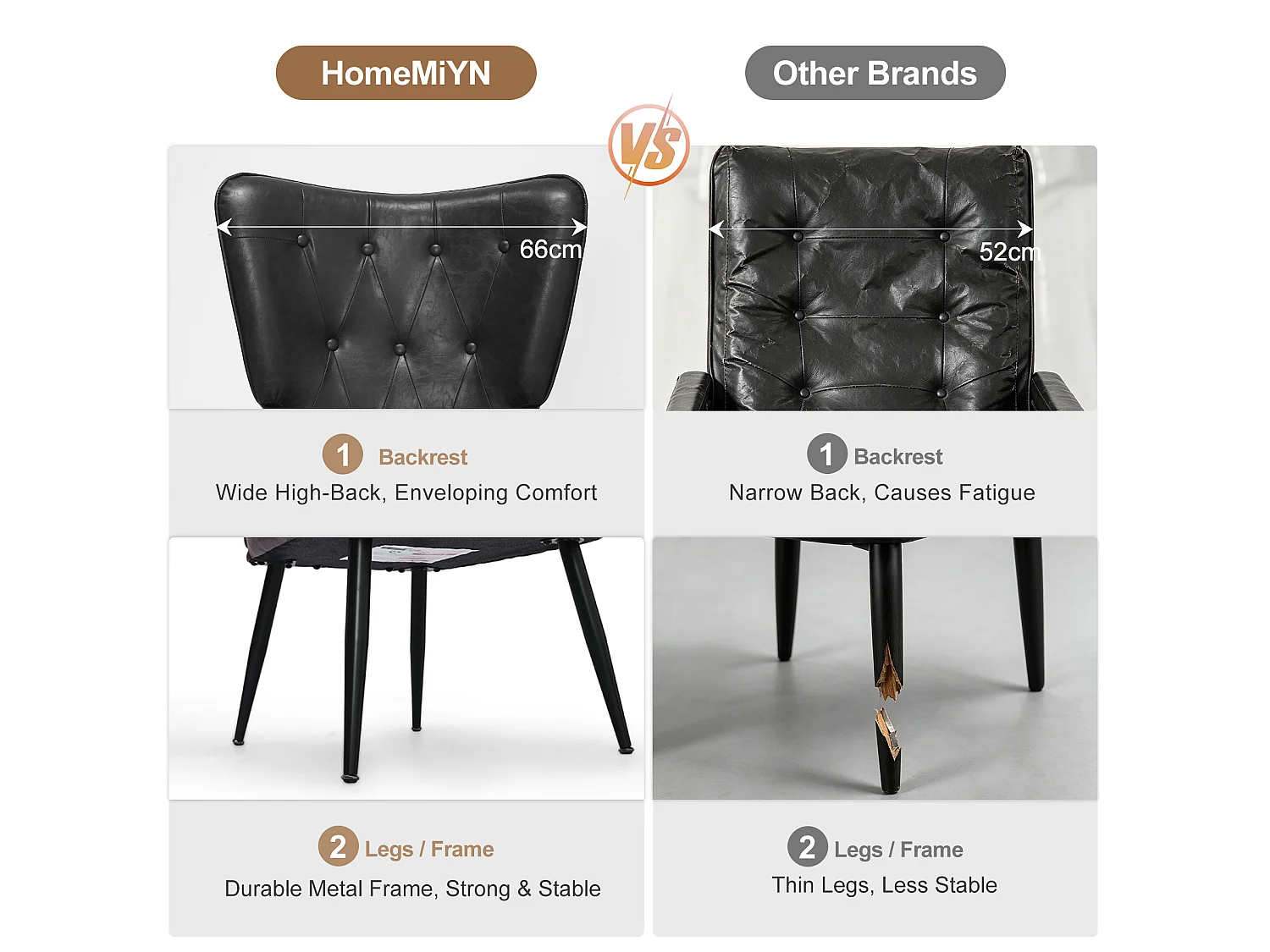 HomeMiYN Relaxfauteuil met Hocker, Hoge Rug Fauteuil met Voetenbankje, Comfortabele Lounge Stoel voor Woonkamer en Slaapkamer