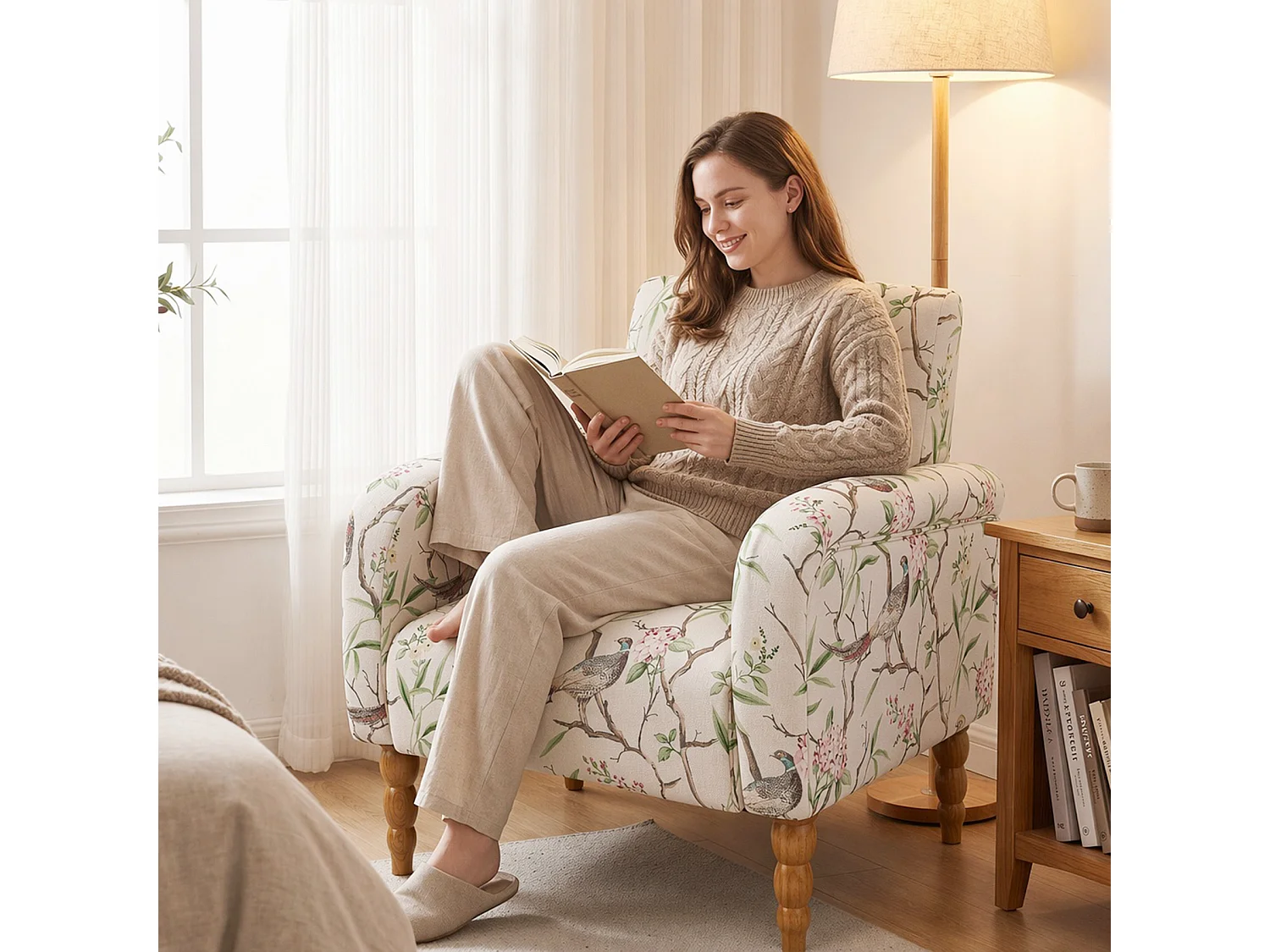 Fauteuil Lounge Moderne – Fauteuil d’Accent Rembourré Confortable avec Dossier Haut pour un Soutien Optimal, Assise Douce avec Coussin, Fauteuil de Lecture Conforta