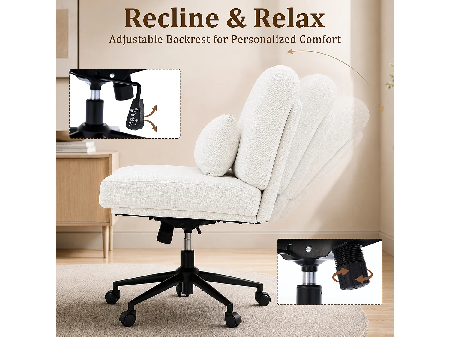 HomeMiYN Relaxfauteuil, Hoge Rug Gestoffeerde Fauteuil voor Woonkamer, Comfortabele Lounge Stoel met Zachte Bekleding