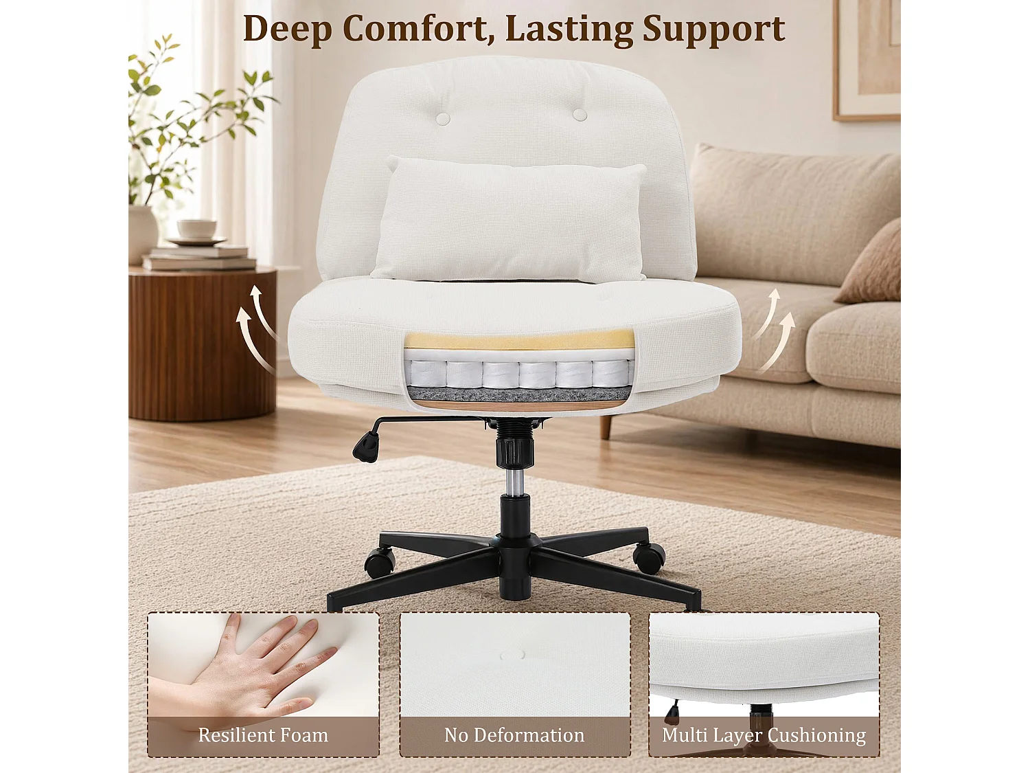 HomeMiYN Relaxfauteuil, Hoge Rug Gestoffeerde Fauteuil voor Woonkamer, Comfortabele Lounge Stoel met Zachte Bekleding