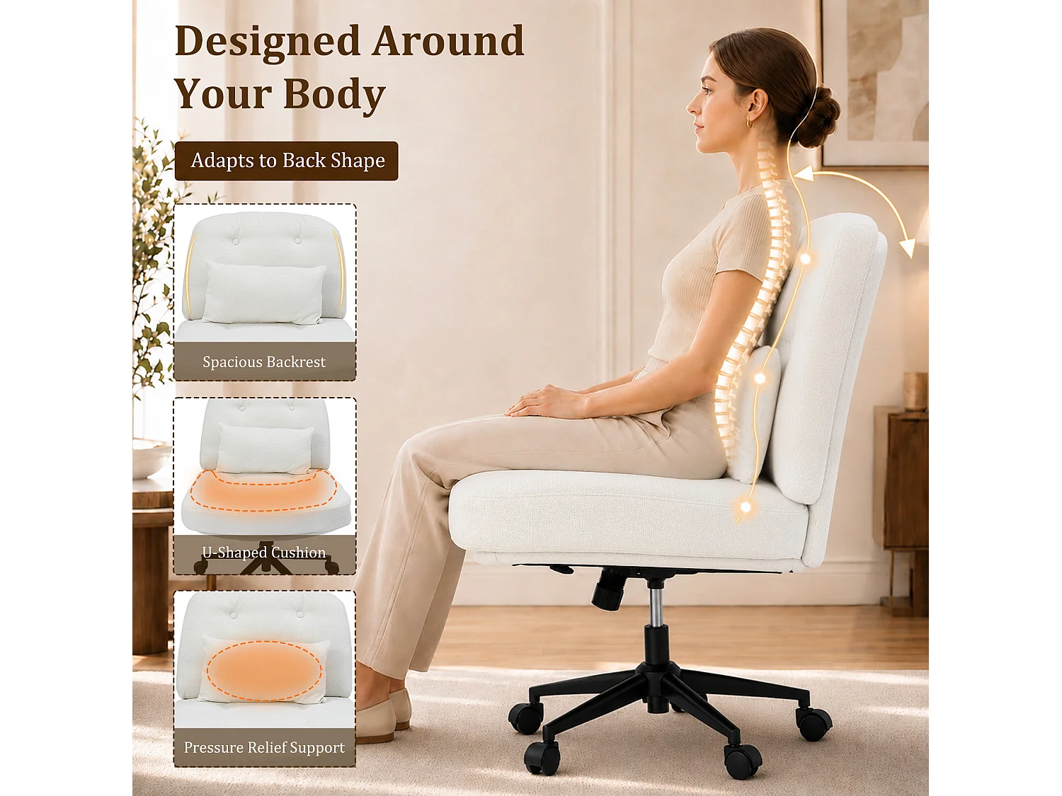 HomeMiYN Relaxfauteuil, Hoge Rug Gestoffeerde Fauteuil voor Woonkamer, Comfortabele Lounge Stoel met Zachte Bekleding