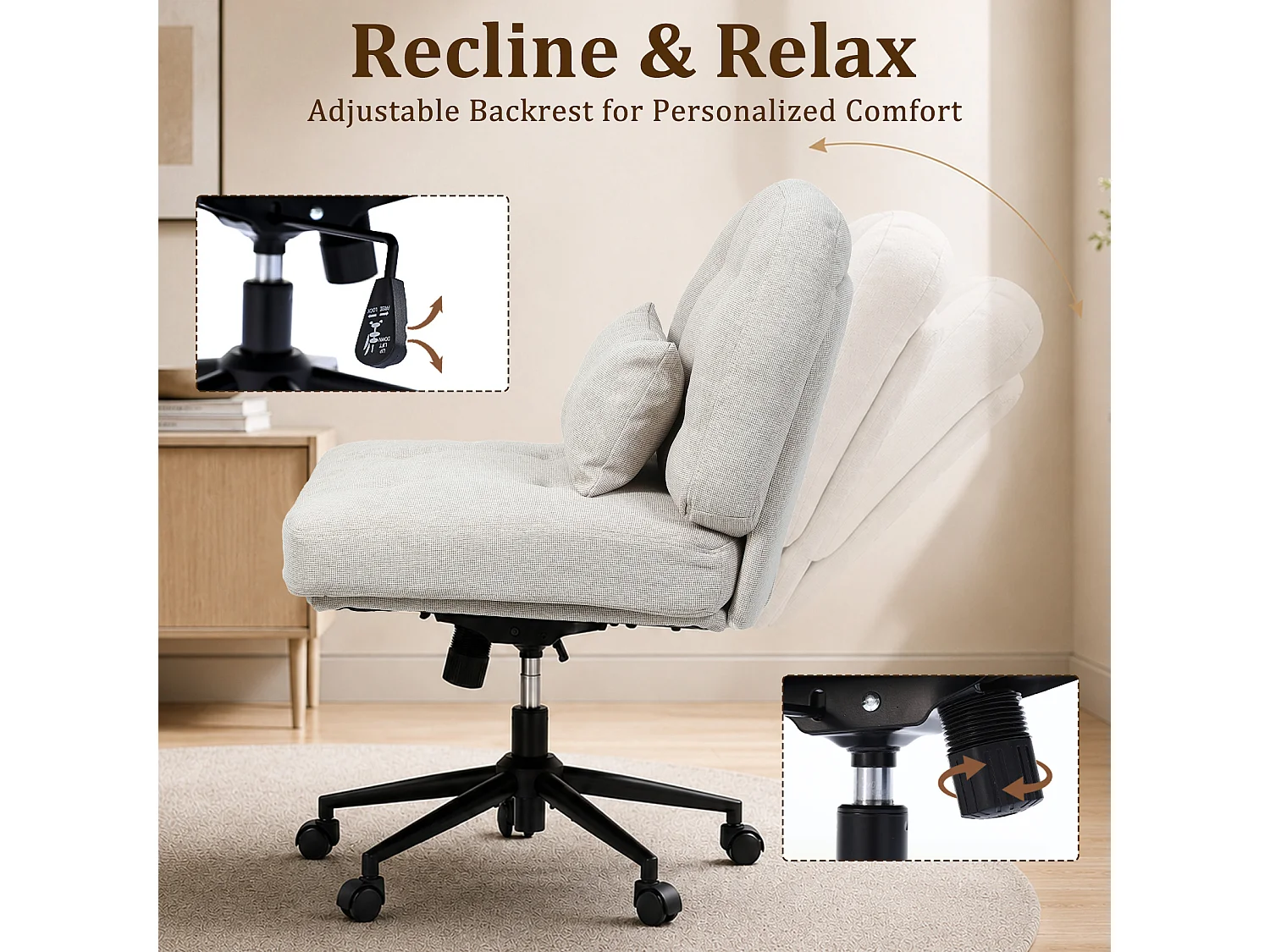 HomeMiYN Relaxfauteuil, Hoge Rug Gestoffeerde Fauteuil voor Woonkamer, Comfortabele Lounge Stoel met Zachte Bekleding