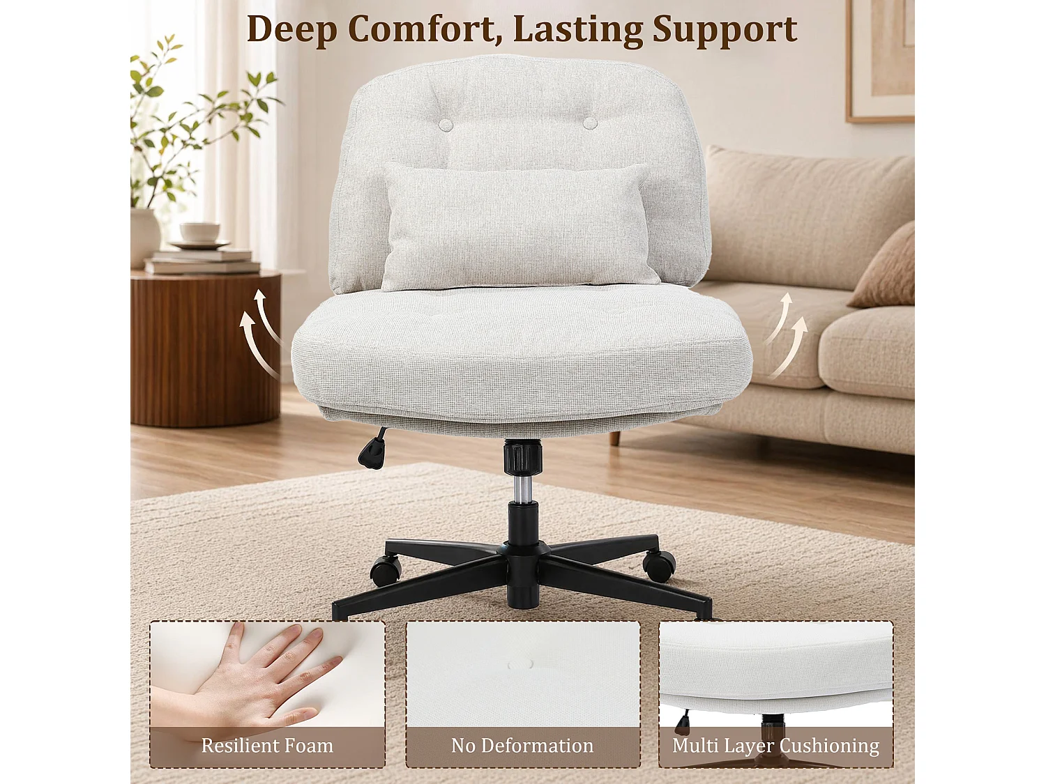 HomeMiYN Relaxfauteuil, Hoge Rug Gestoffeerde Fauteuil voor Woonkamer, Comfortabele Lounge Stoel met Zachte Bekleding