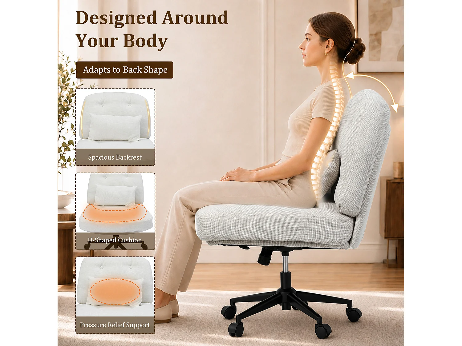 HomeMiYN Relaxfauteuil, Hoge Rug Gestoffeerde Fauteuil voor Woonkamer, Comfortabele Lounge Stoel met Zachte Bekleding