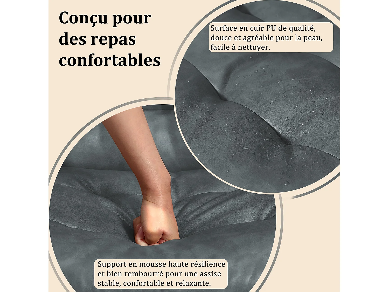 Chaise de Salle à Manger Pivotante Moderne – Chaise Rembourrée en Simili Cuir PU avec Pieds en Bois, Fauteuil Rotatif à 360°, Chaise Confortable pour Cuisine et Sal