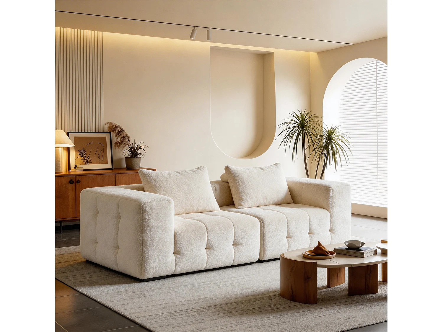 Canapé 2 places modulaire en mousse compressée – design confort nuage, emballé sous vide sans montage, canapé gain de place pour salon et chambre, canapé lounge dou