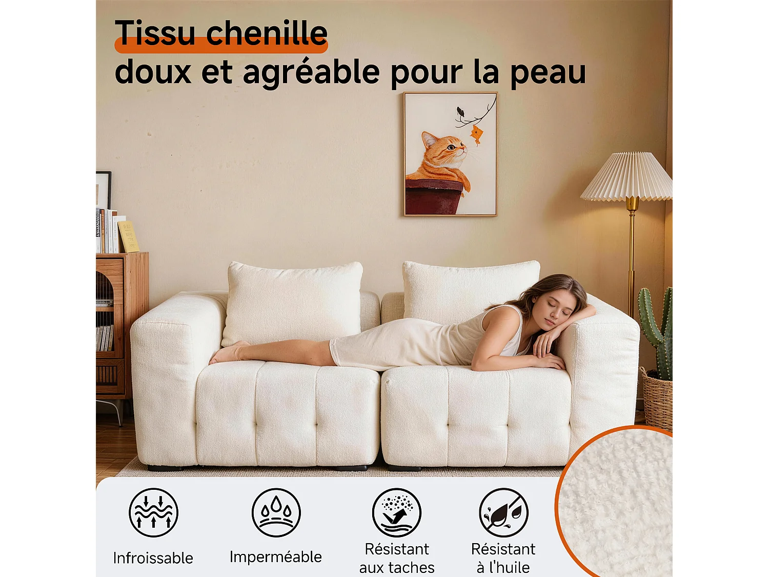 Canapé 2 places modulaire en mousse compressée – design confort nuage, emballé sous vide sans montage, canapé gain de place pour salon et chambre, canapé lounge dou