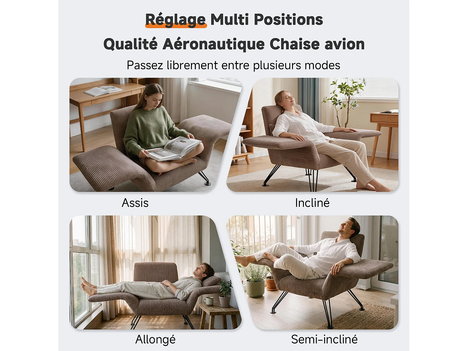Vleugelstoel met Kussen – Verstelbare Fauteuil met Hoge Rugleuning voor Optimale Ondersteuning, Comfortabele Gestoffeerde Leesstoel, Moderne Accentstoel voor Woonka