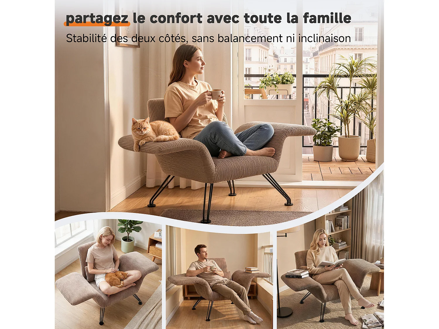 Vleugelstoel met Kussen – Verstelbare Fauteuil met Hoge Rugleuning voor Optimale Ondersteuning, Comfortabele Gestoffeerde Leesstoel, Moderne Accentstoel voor Woonka