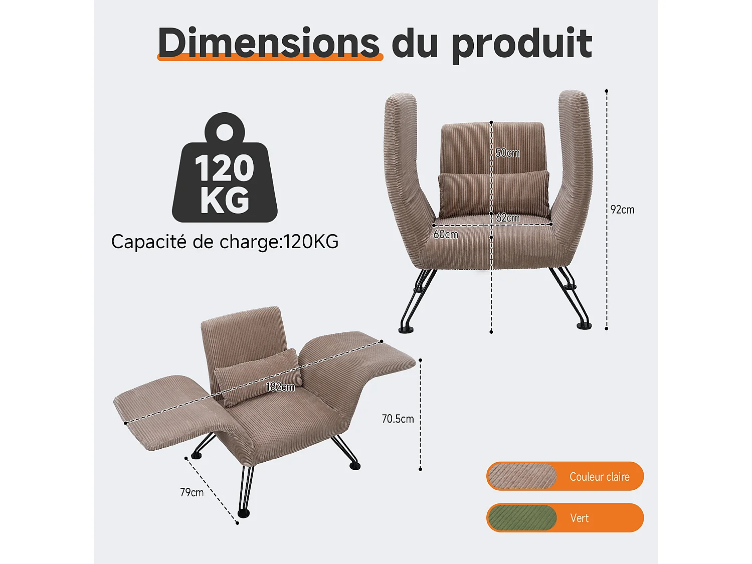 Vleugelstoel met Kussen – Verstelbare Fauteuil met Hoge Rugleuning voor Optimale Ondersteuning, Comfortabele Gestoffeerde Leesstoel, Moderne Accentstoel voor Woonka