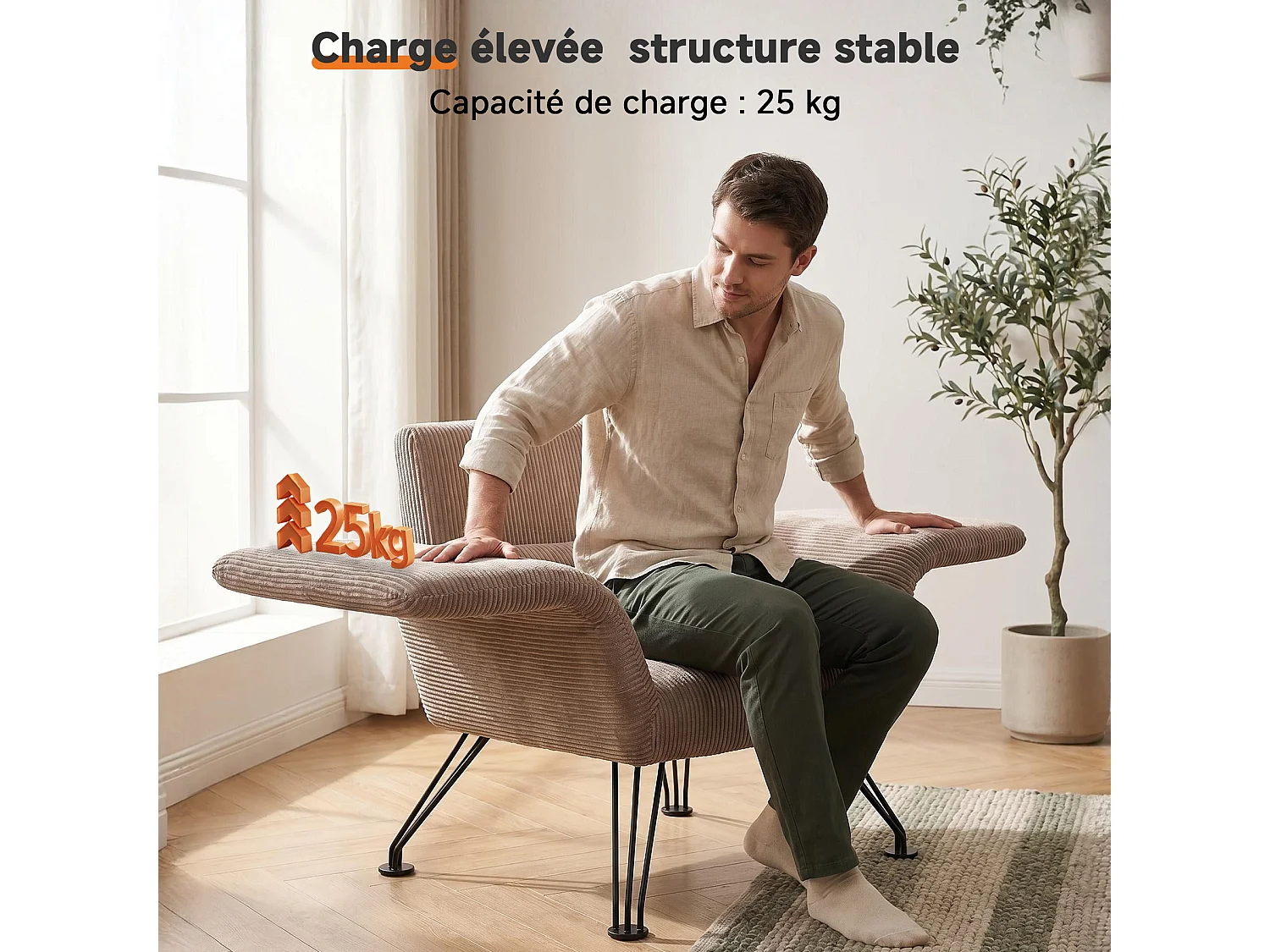 Vleugelstoel met Kussen – Verstelbare Fauteuil met Hoge Rugleuning voor Optimale Ondersteuning, Comfortabele Gestoffeerde Leesstoel, Moderne Accentstoel voor Woonka