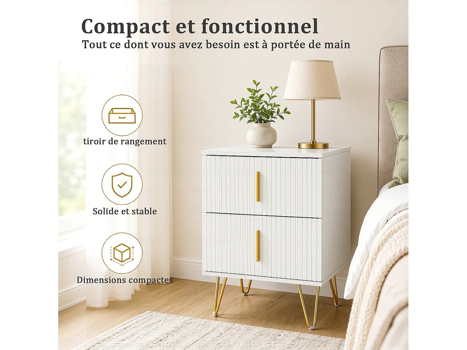 Table de chevet moderne avec tiroir – meuble de rangement pour chambre, chevet compact, meuble fonctionnel avec espace de rangement, design minimaliste pour chambre