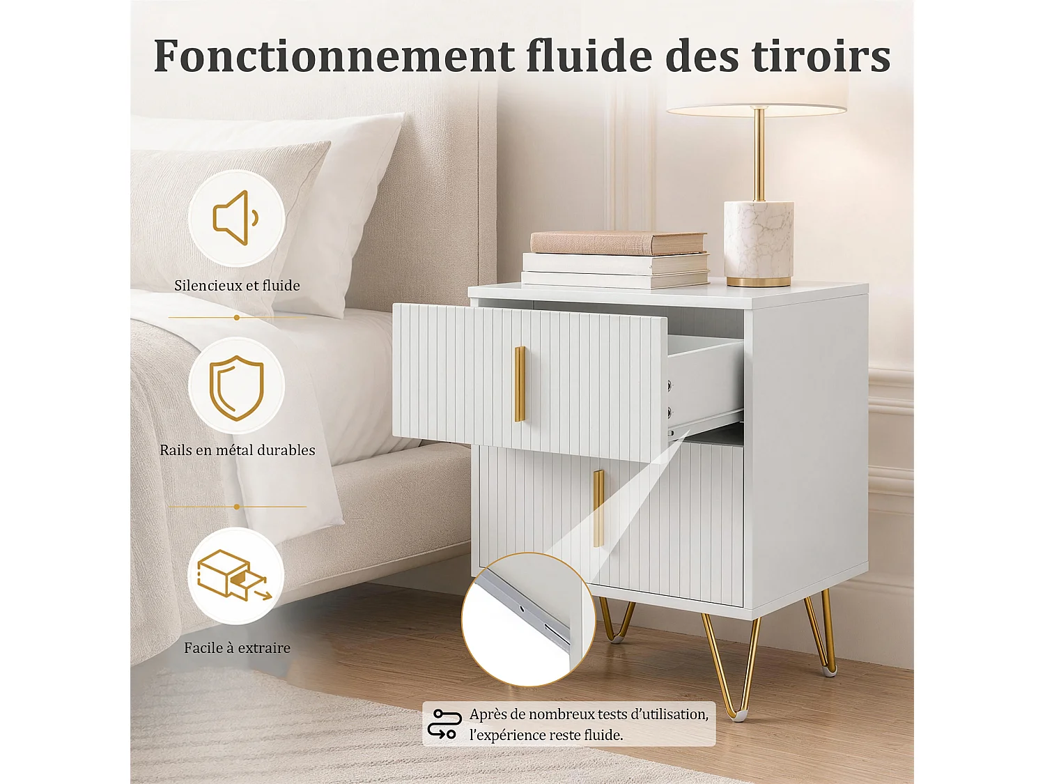 Table de chevet moderne avec tiroir – meuble de rangement pour chambre, chevet compact, meuble fonctionnel avec espace de rangement, design minimaliste pour chambre