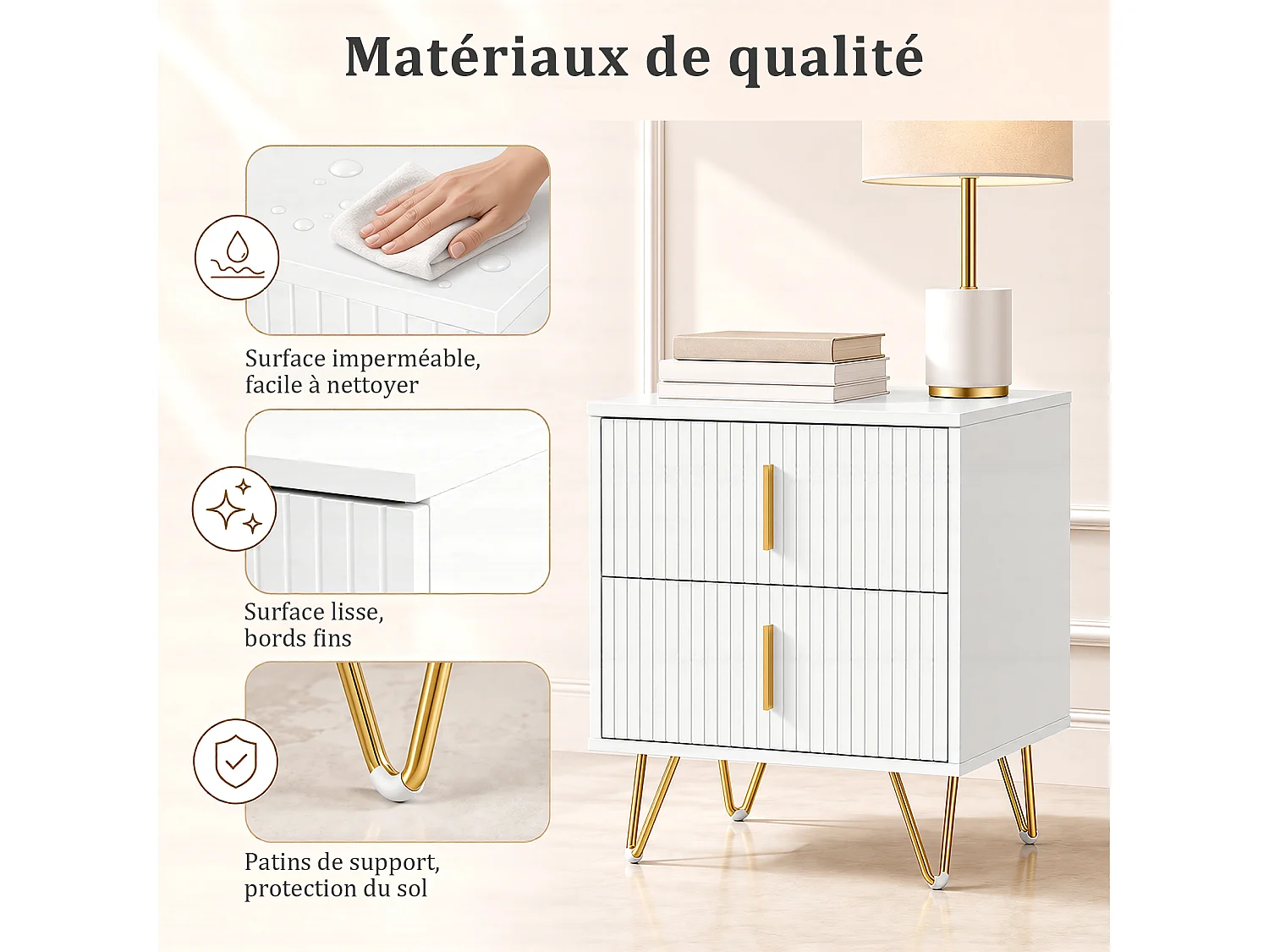Table de chevet moderne avec tiroir – meuble de rangement pour chambre, chevet compact, meuble fonctionnel avec espace de rangement, design minimaliste pour chambre