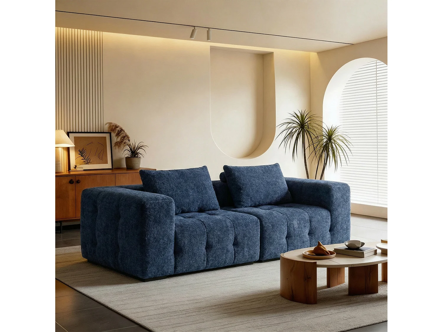Canapé 2 places modulaire en mousse compressée – design confort nuage, emballé sous vide sans montage, canapé gain de place pour salon et chambre, canapé lounge dou