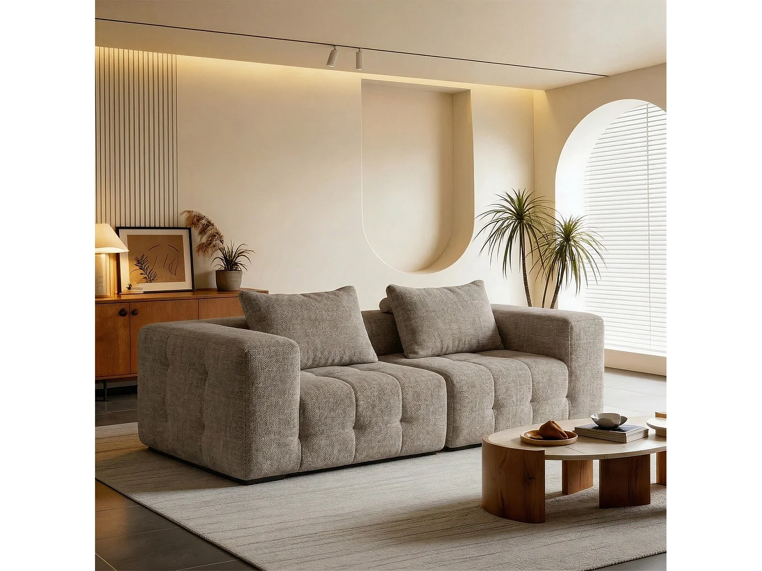 Canapé 2 places modulaire en mousse compressée – design confort nuage, emballé sous vide sans montage, canapé gain de place pour salon et chambre, canapé lounge dou