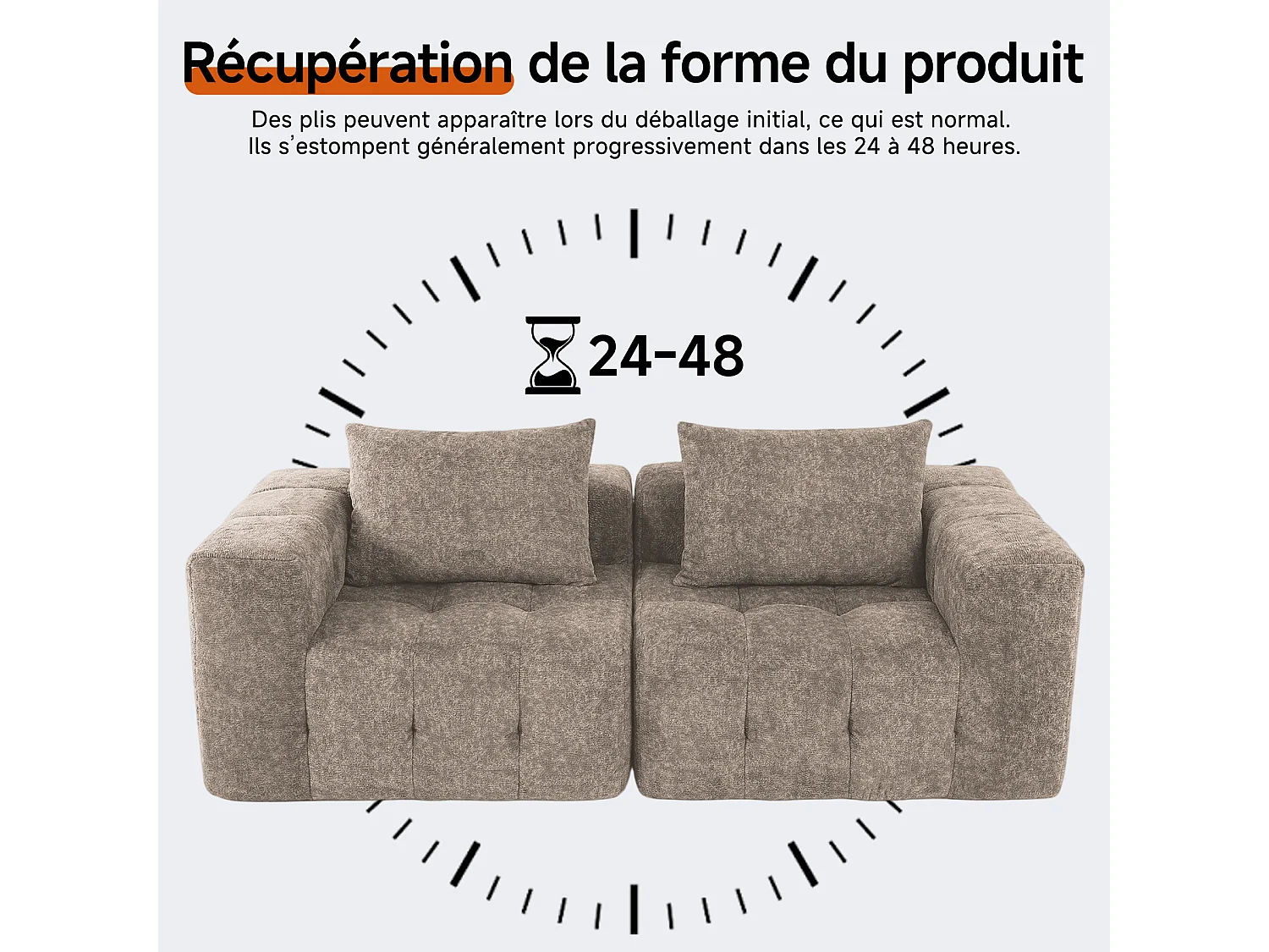 Canapé 2 places modulaire en mousse compressée – design confort nuage, emballé sous vide sans montage, canapé gain de place pour salon et chambre, canapé lounge dou