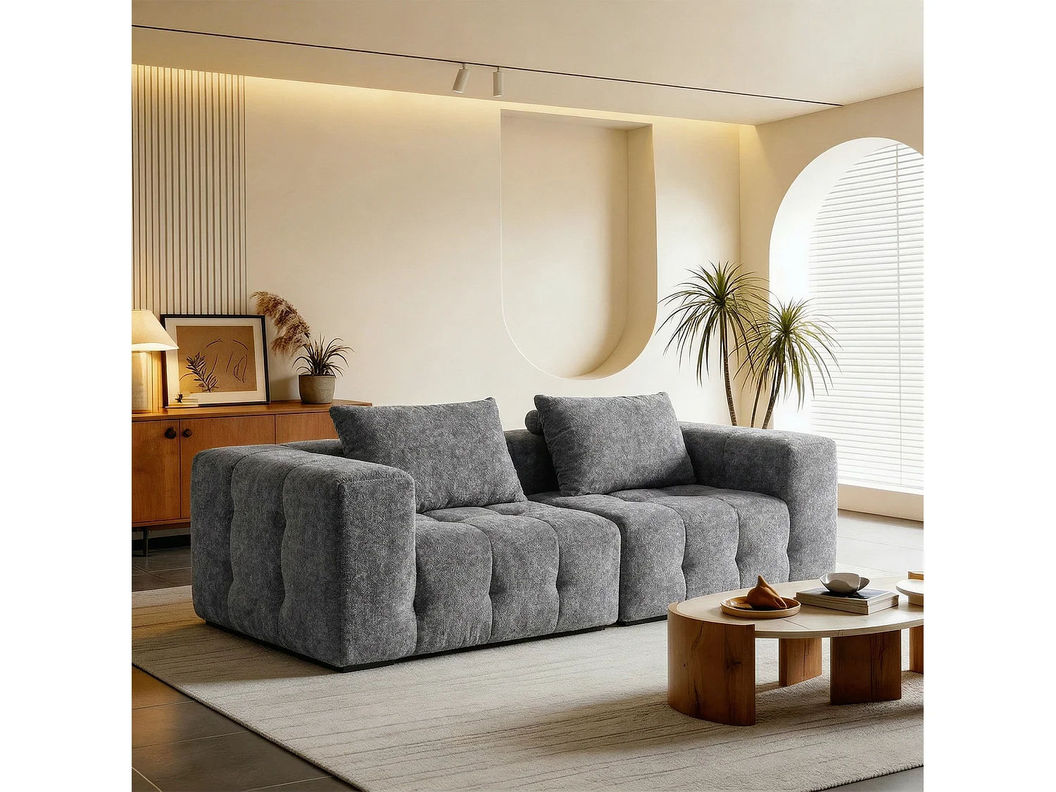 Canapé 2 places modulaire en mousse compressée – design confort nuage, emballé sous vide sans montage, canapé gain de place pour salon et chambre, canapé lounge dou