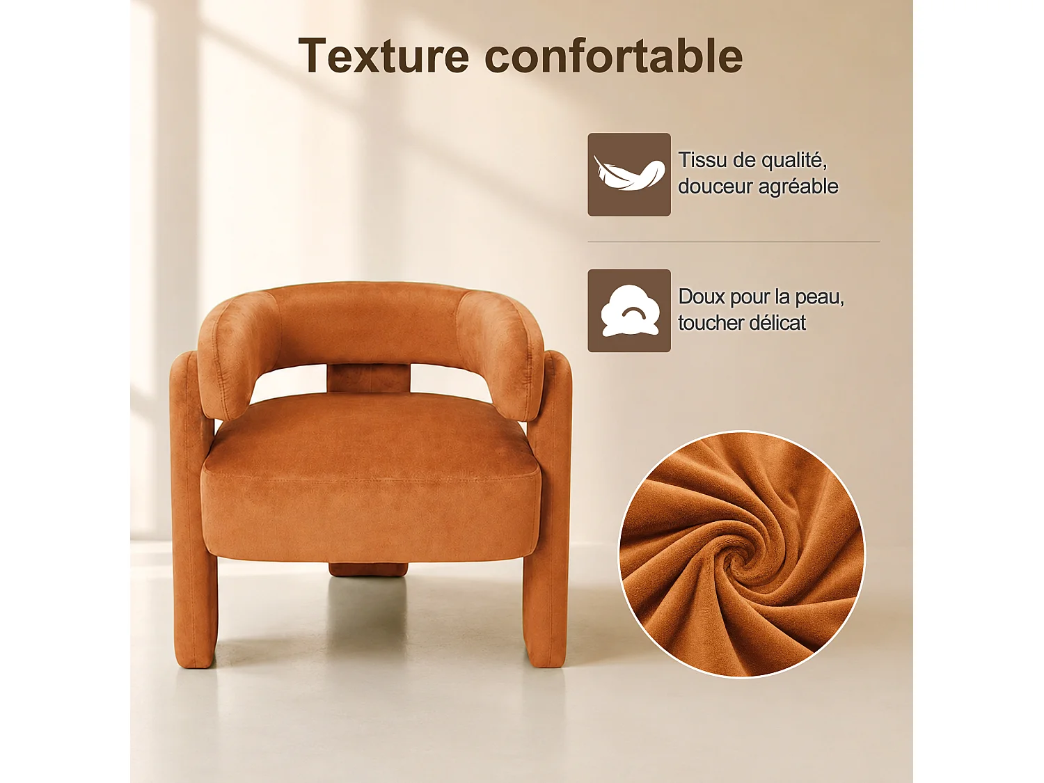 Fauteuil d’Accent Moderne – Fauteuil Rembourré Confortable avec Dossier Enveloppant, Fauteuil Lounge avec Coussin Moelleux, Fauteuil de Lecture pour Salon, Chambre