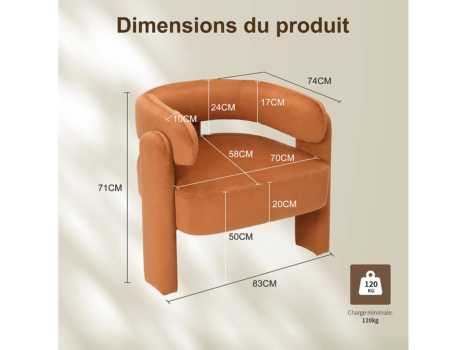 Fauteuil d’Accent Moderne – Fauteuil Rembourré Confortable avec Dossier Enveloppant, Fauteuil Lounge avec Coussin Moelleux, Fauteuil de Lecture pour Salon, Chambre