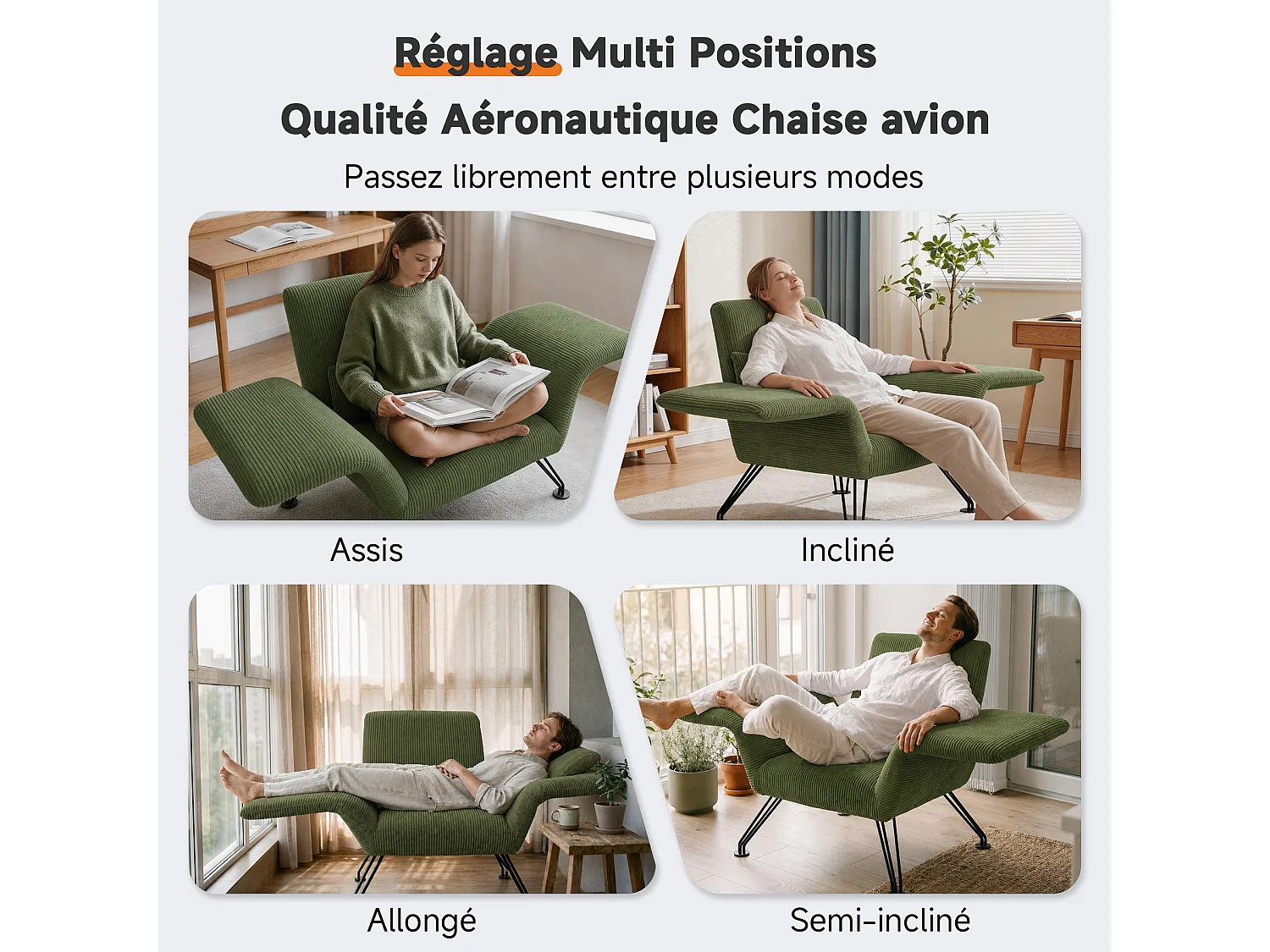 Vleugelstoel met Kussen – Verstelbare Fauteuil met Hoge Rugleuning voor Optimale Ondersteuning, Comfortabele Gestoffeerde Leesstoel, Moderne Accentstoel voor Woonka