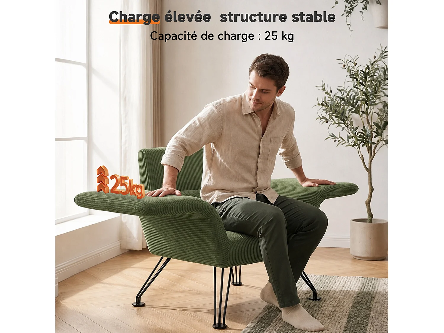 Vleugelstoel met Kussen – Verstelbare Fauteuil met Hoge Rugleuning voor Optimale Ondersteuning, Comfortabele Gestoffeerde Leesstoel, Moderne Accentstoel voor Woonka