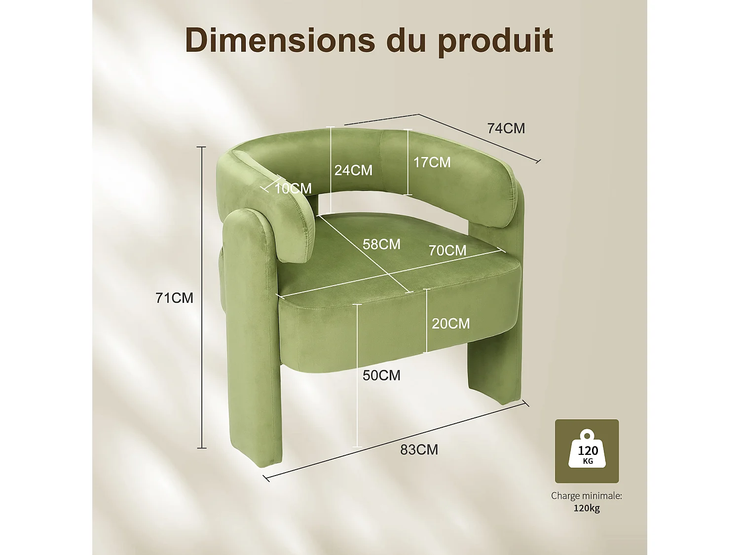 Fauteuil d’Accent Moderne – Fauteuil Rembourré Confortable avec Dossier Enveloppant, Fauteuil Lounge avec Coussin Moelleux, Fauteuil de Lecture pour Salon, Chambre