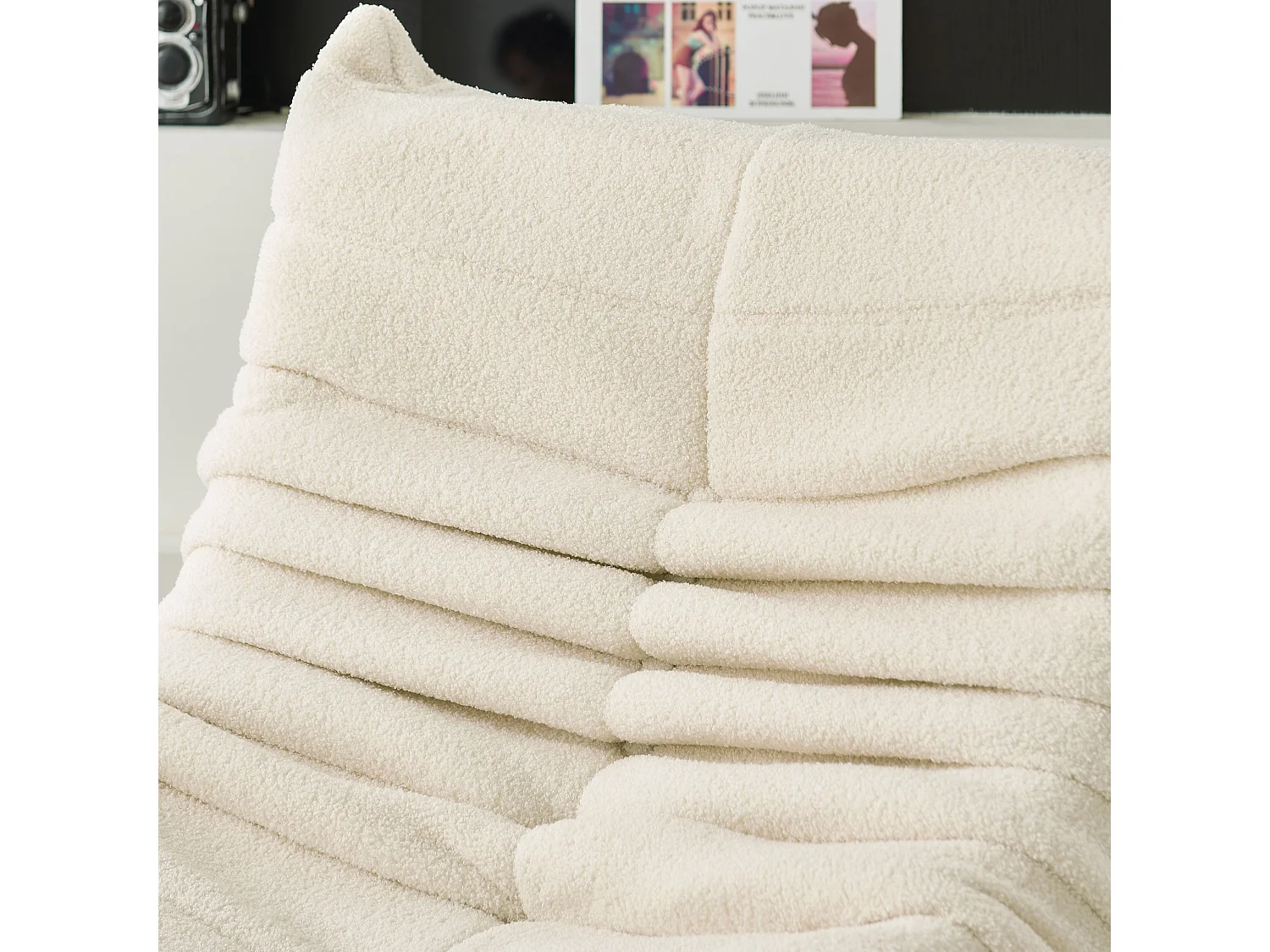 Pouf de sol, confortable, avec dossier, fauteuil de lecture, pour chambre à coucher, salon, beige