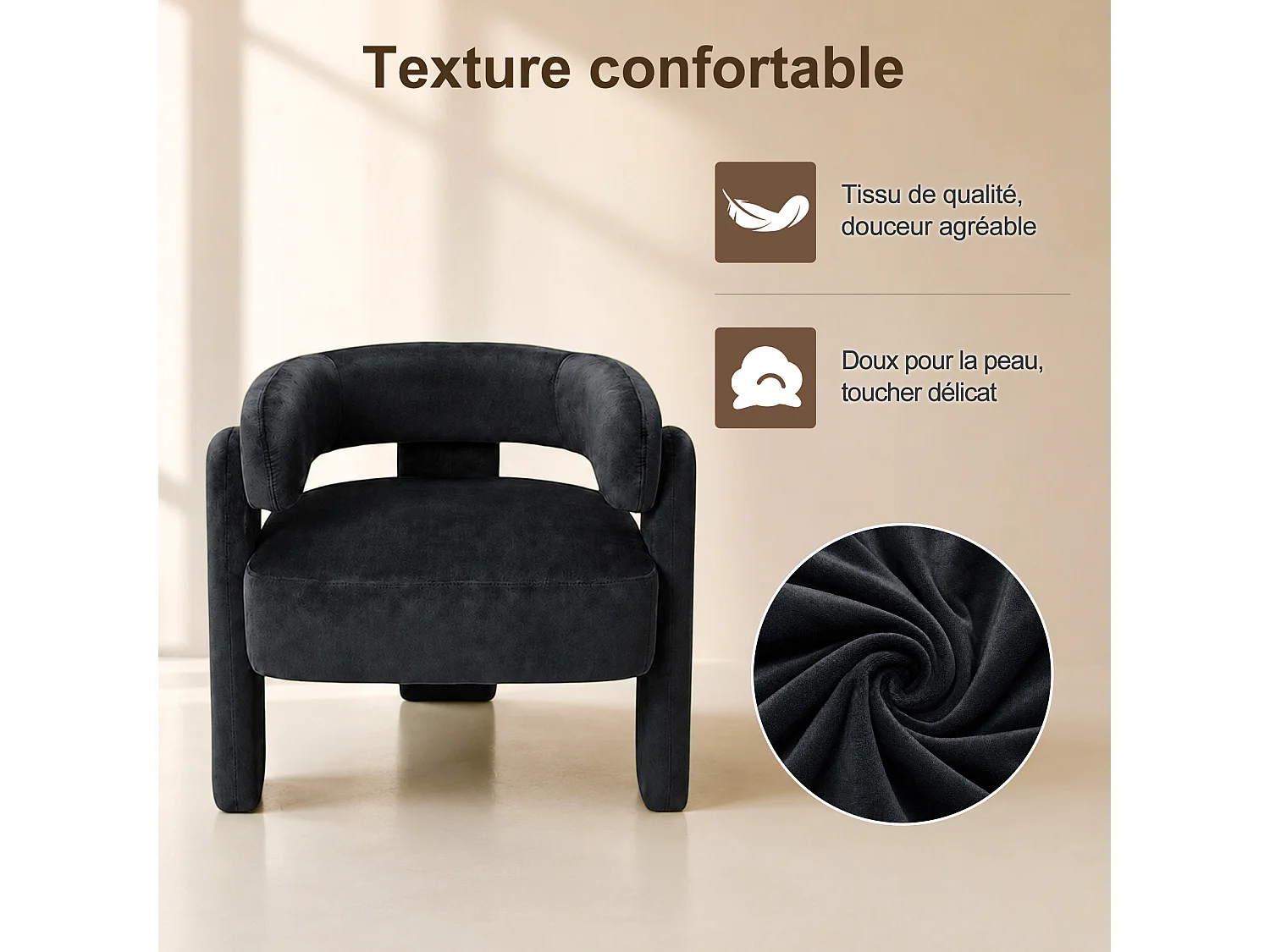 Fauteuil d’Accent Moderne – Fauteuil Rembourré Confortable avec Dossier Enveloppant, Fauteuil Lounge avec Coussin Moelleux, Fauteuil de Lecture pour Salon, Chambre
