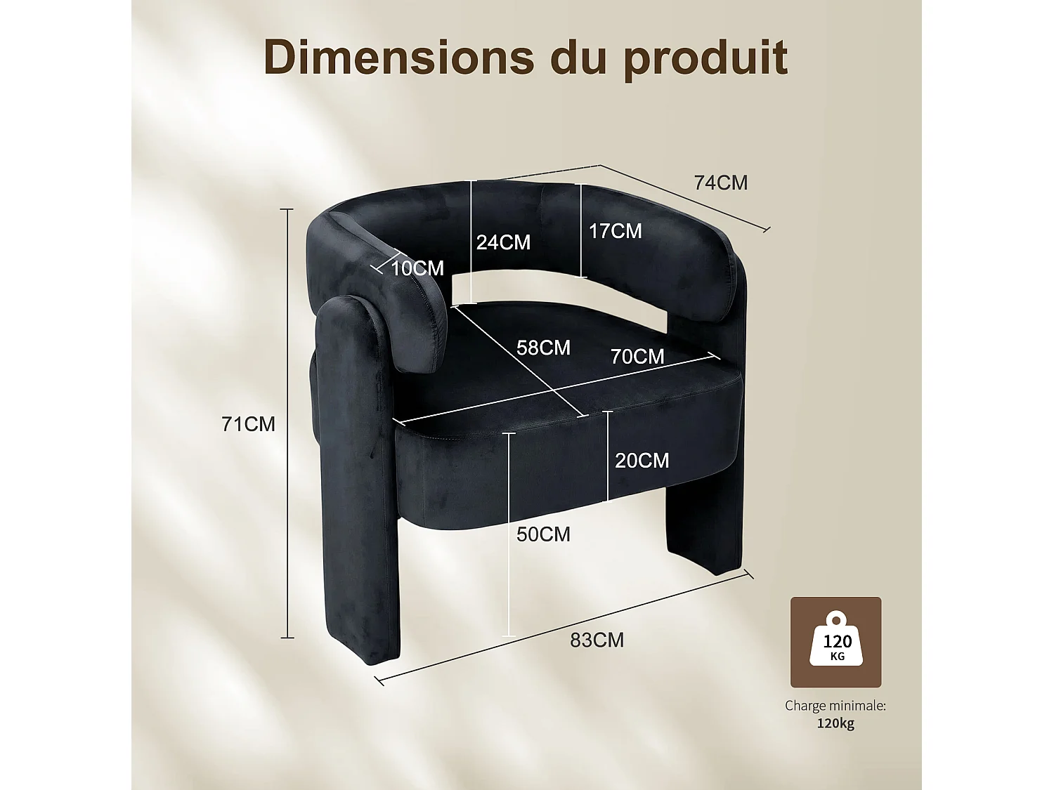Fauteuil d’Accent Moderne – Fauteuil Rembourré Confortable avec Dossier Enveloppant, Fauteuil Lounge avec Coussin Moelleux, Fauteuil de Lecture pour Salon, Chambre
