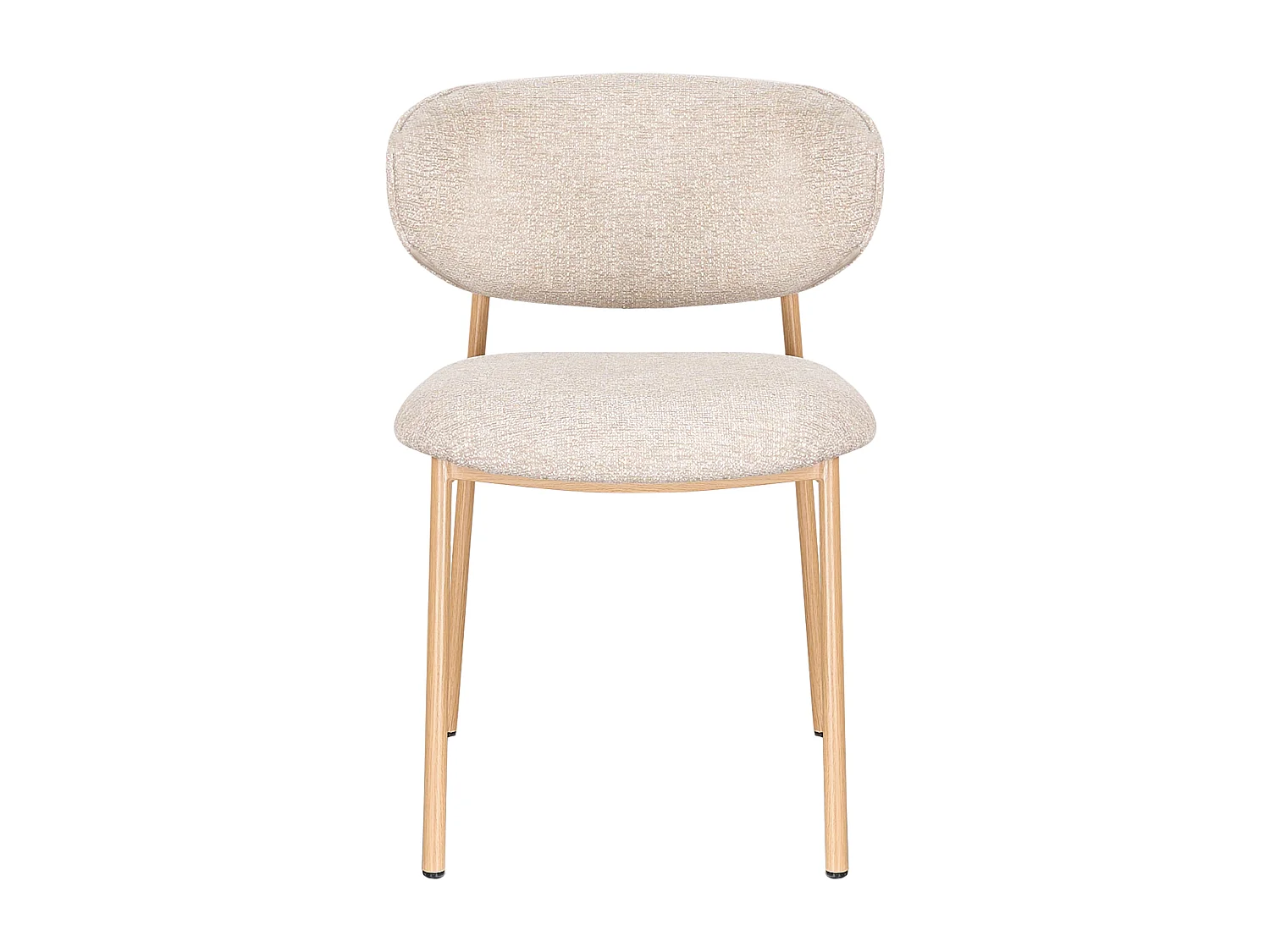 Lot de 6 chaises en tissu tweed et métal effet bois - Beige et Naturel - NAFISA