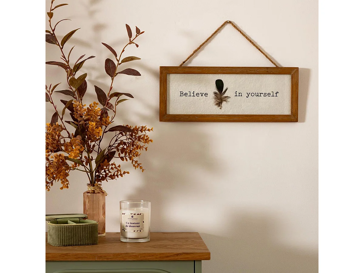 Pancarte Murale Déco "Yona" 38cm Naturel