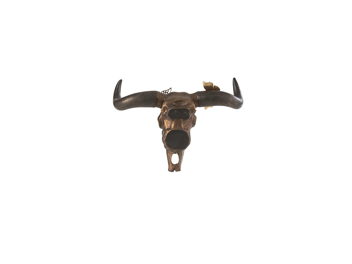 Crâne Déco Murale "Papillons" 30cm Marron