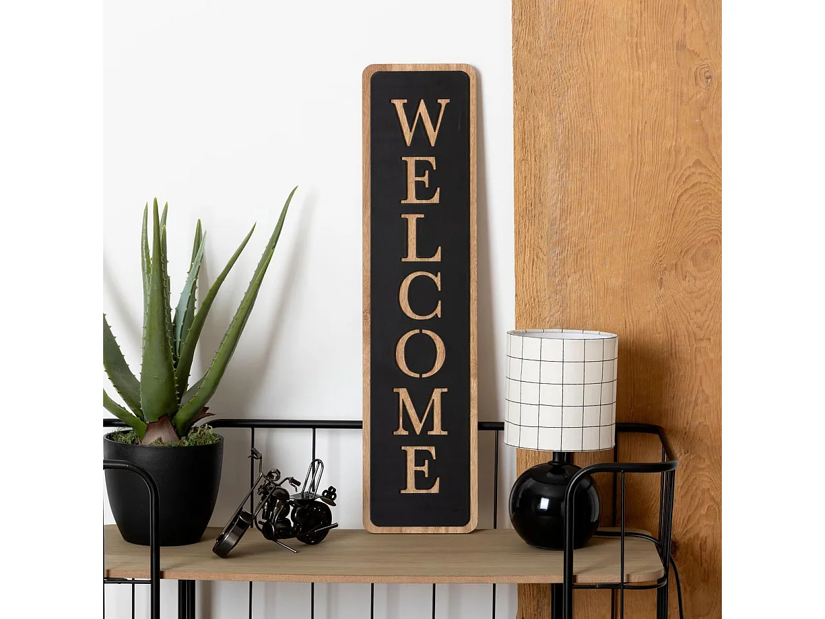 Décoration Murale Welcome "Wilfried" 57cm Noir