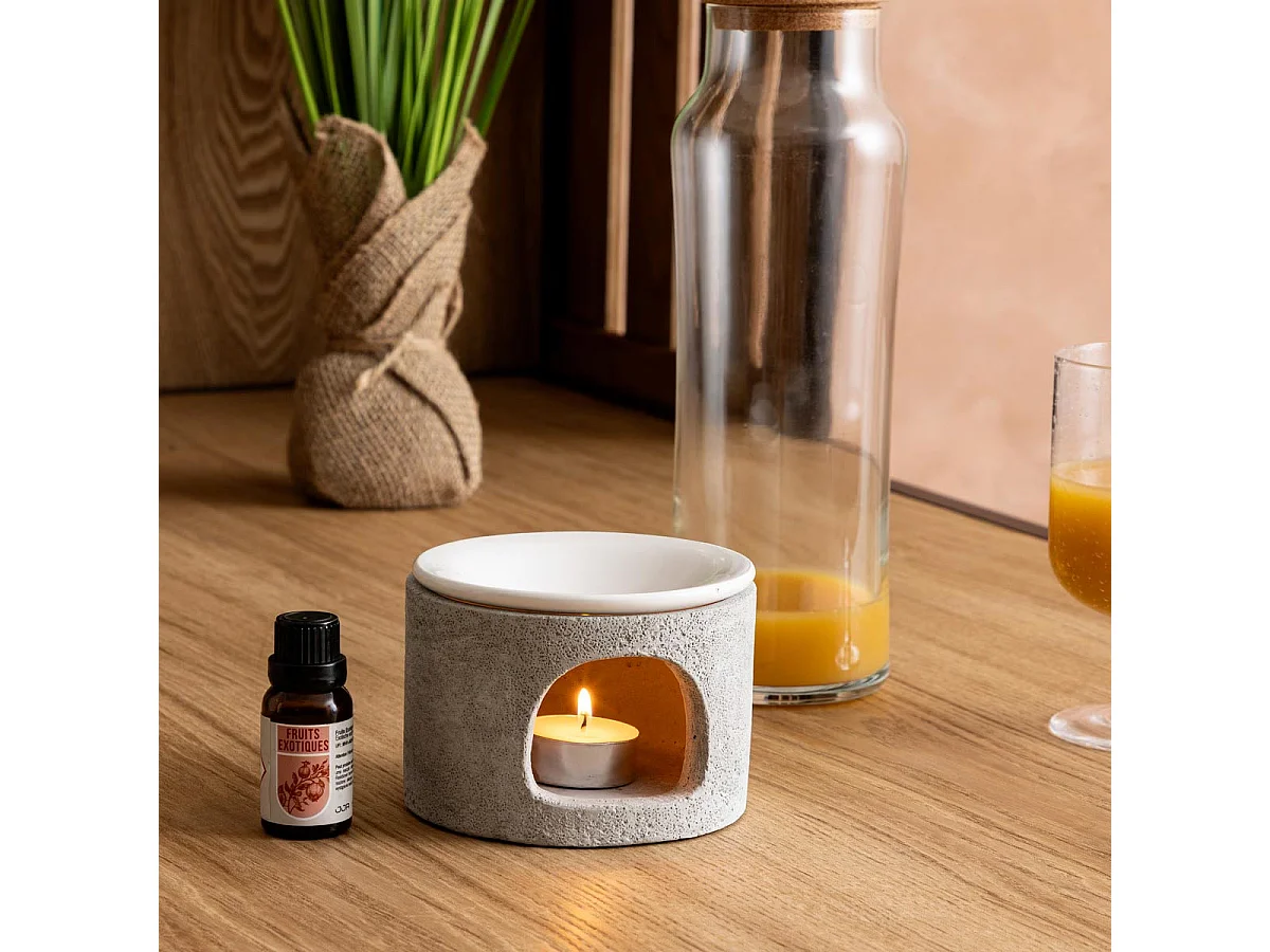 Brûle-Parfum en Ciment "Olia" 11cm Gris