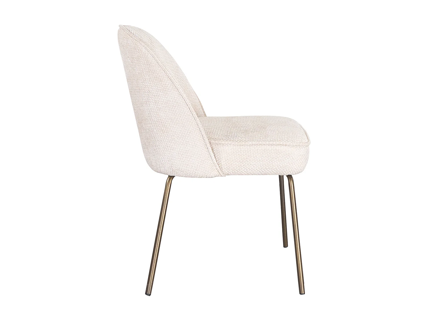 Lot de 6 chaises en tissu texturé et métal bronze - Crème - MIRUBA